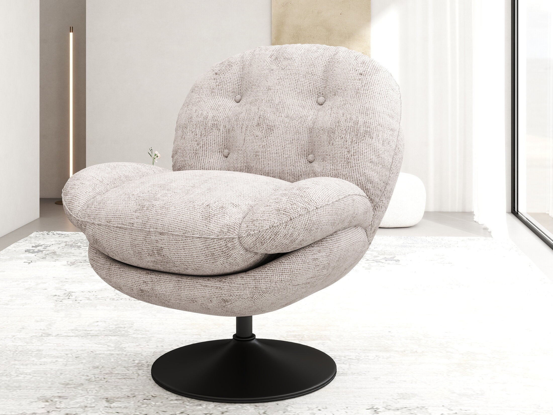 Fotoliu dumonde tapitat Bej modern Amaris 83x95cm