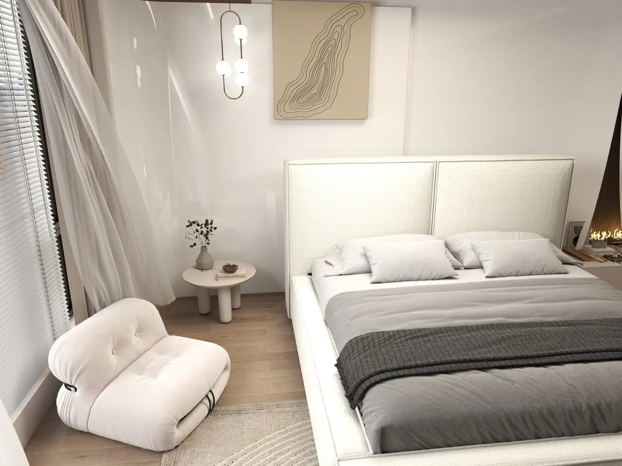 Pat dormitor dumonde, tapitat alb, Dreamer 160x200 cm, somiera rabatabila inclusa, spatiu depozitare WLS