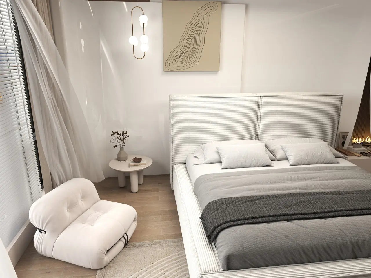 Pat dormitor dumonde, tapitat gri, Dreamer 180x200 cm, somiera rabatabila inclusa, spatiu depozitare WLS