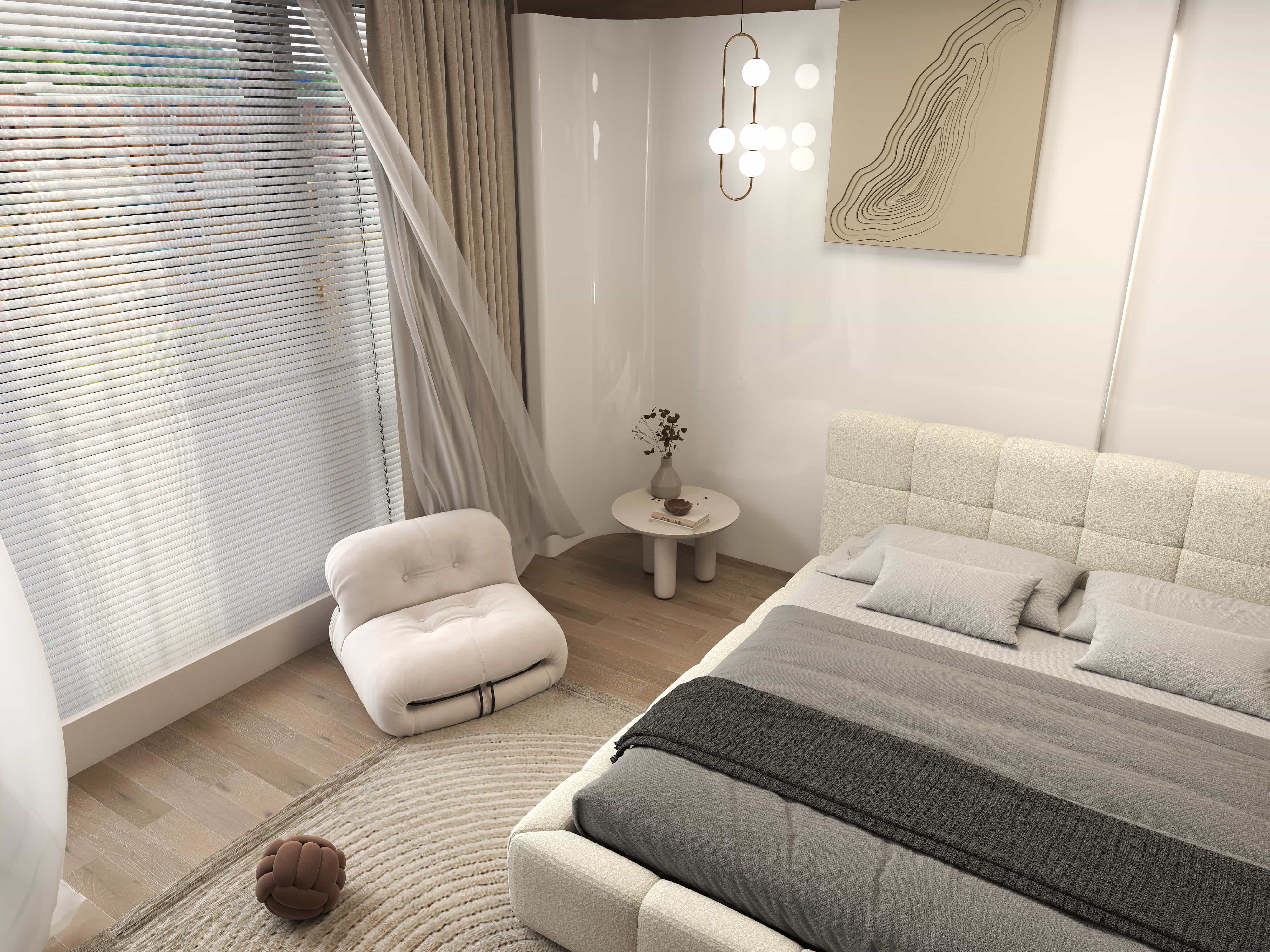 Pat dormitor dumonde, tapitat bej, Lorenzo 140x200 cm, somiera rabatabila inclusa, spatiu depozitare WLS