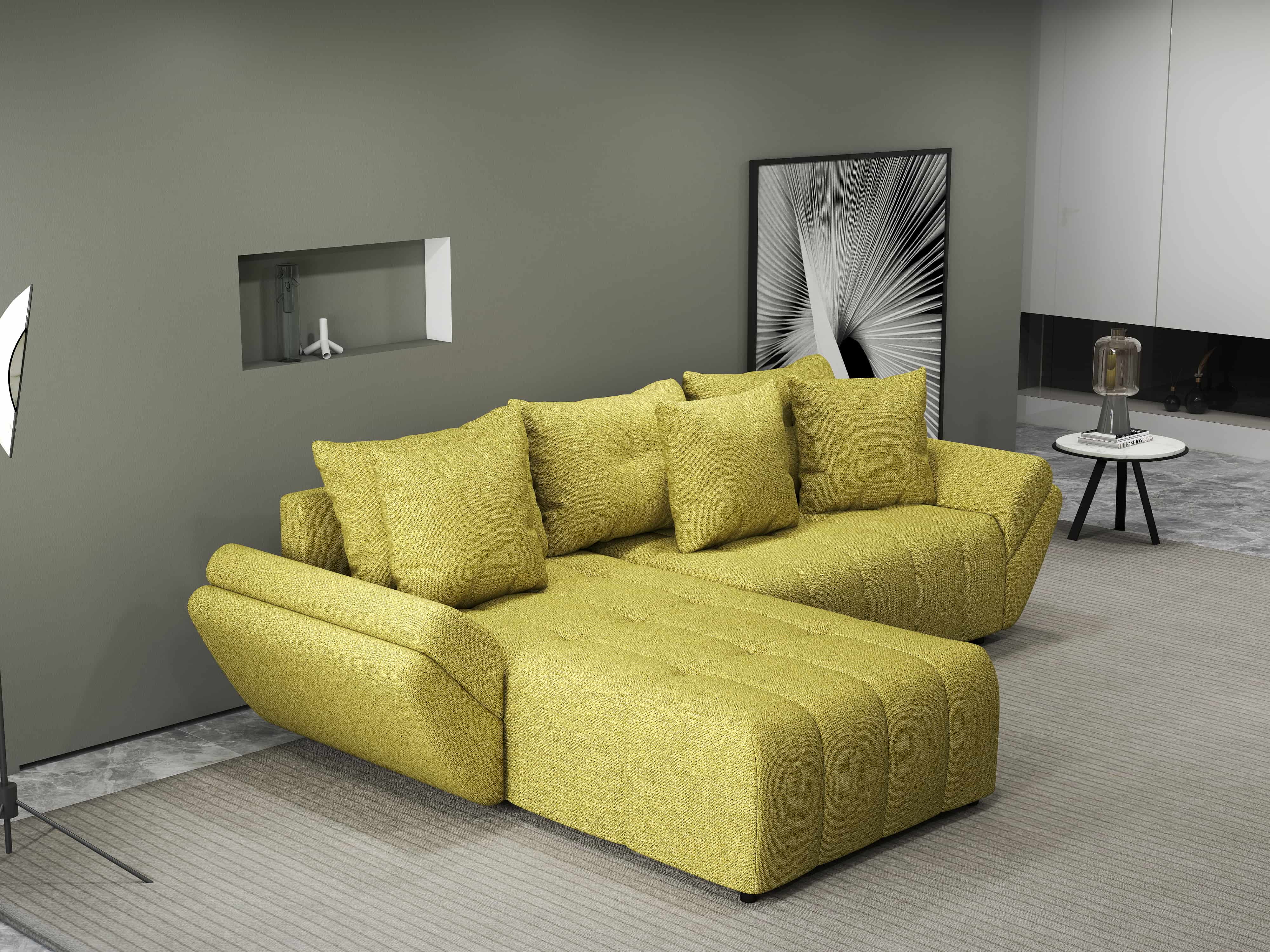 Colțar extensibil dumonde cu ladă de depozitare si sezut confortabil din spuma HR, Berlin Enjoy Verde 280x185 cm Fabrica