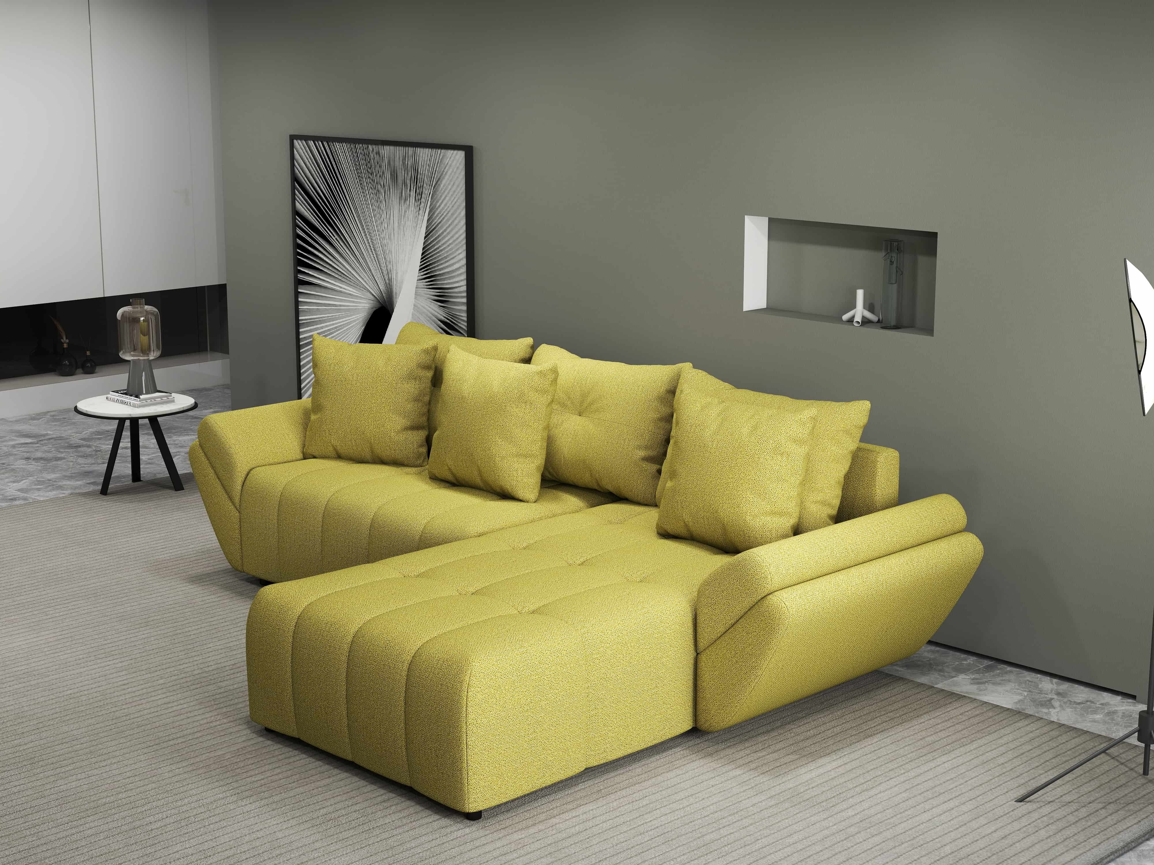 Colțar extensibil dumonde cu ladă de depozitare si sezut confortabil din spuma HR, Berlin Enjoy Verde 280x185 cm II Fabrica