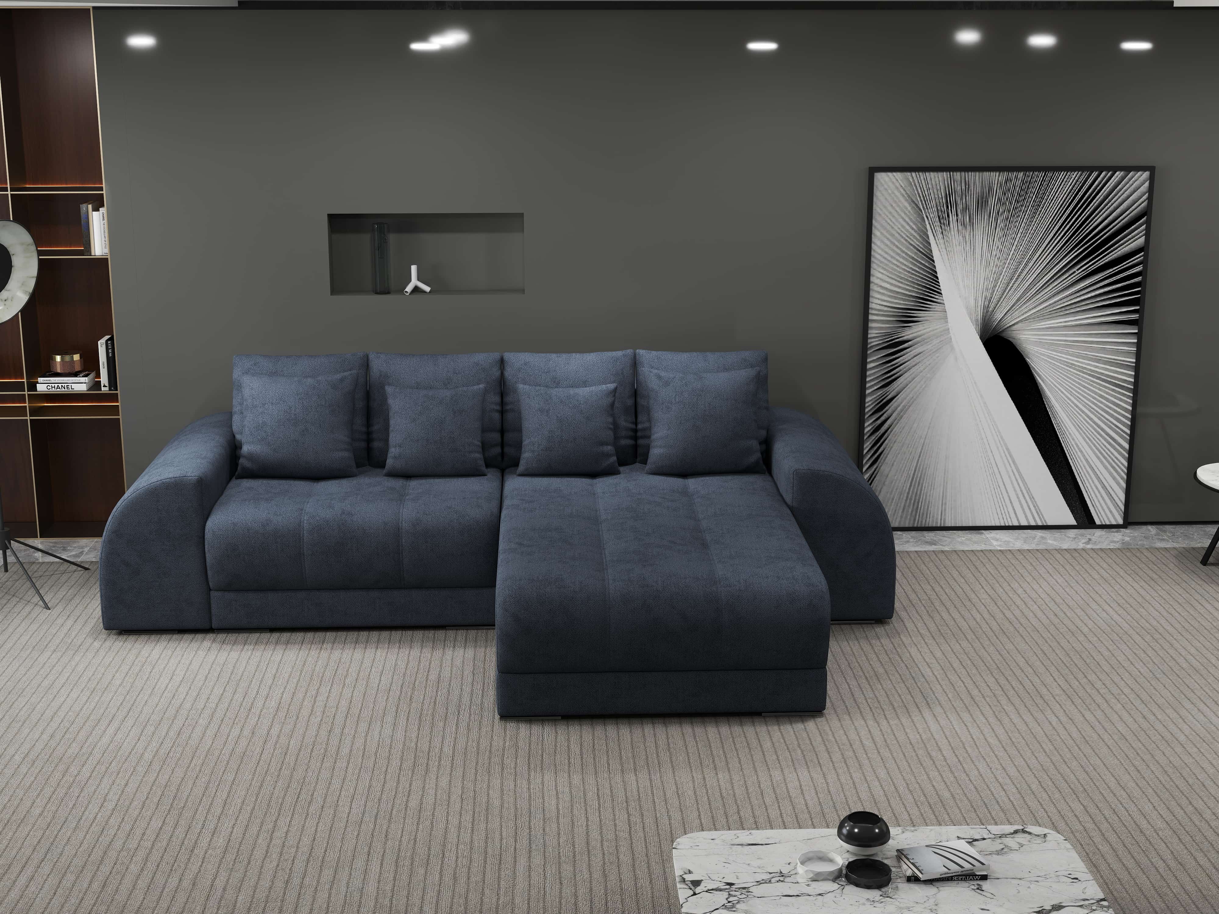 Colțar extensibil dumonde cu ladă de depozitare si sezut confortabil din spuma HR, Verona Enjoy Antracit II 290x185 cm Fabrica