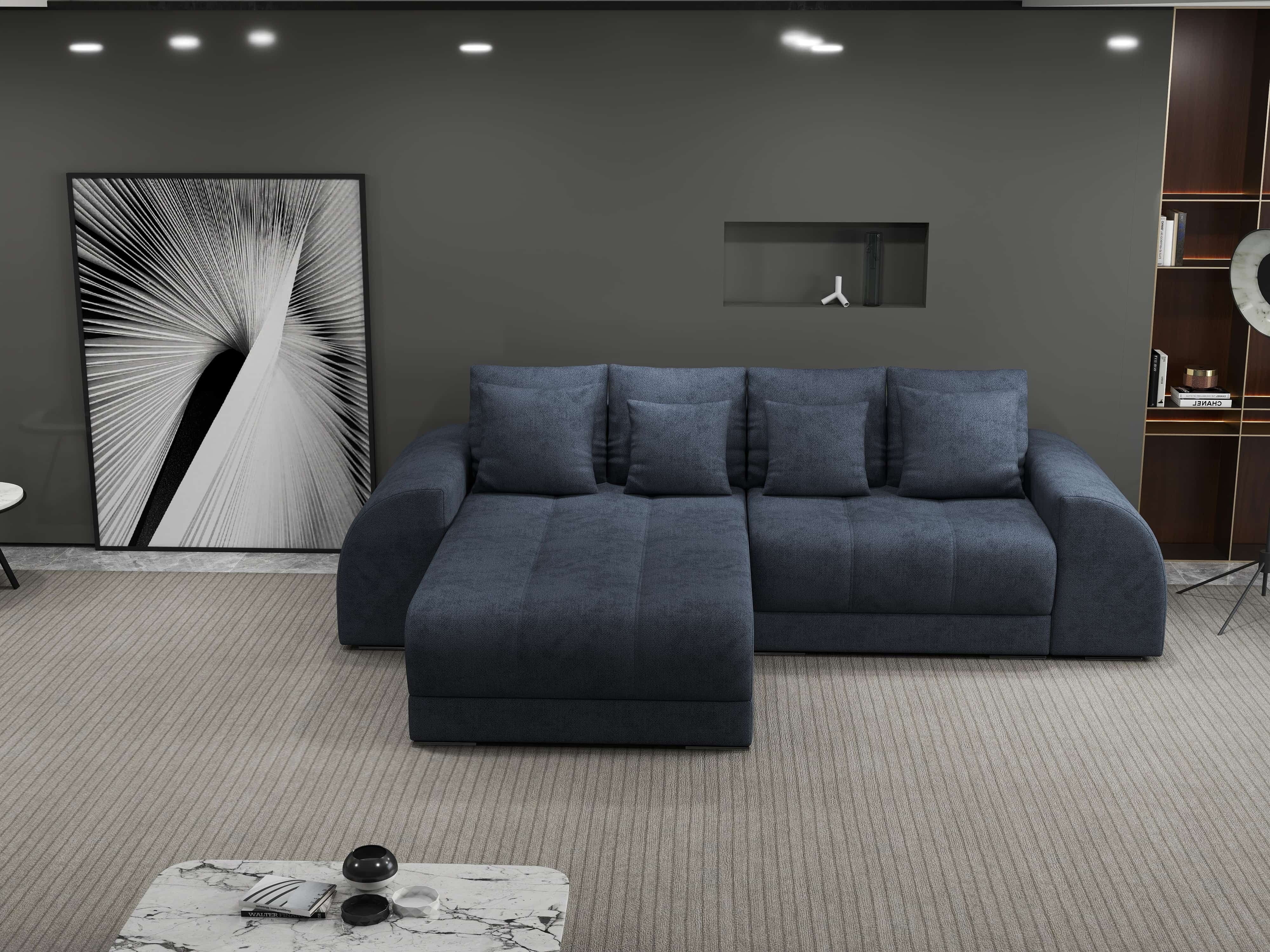 Colțar extensibil dumonde cu ladă de depozitare si sezut confortabil din spuma HR, Verona Enjoy Antracit 290x185 cm Fabrica