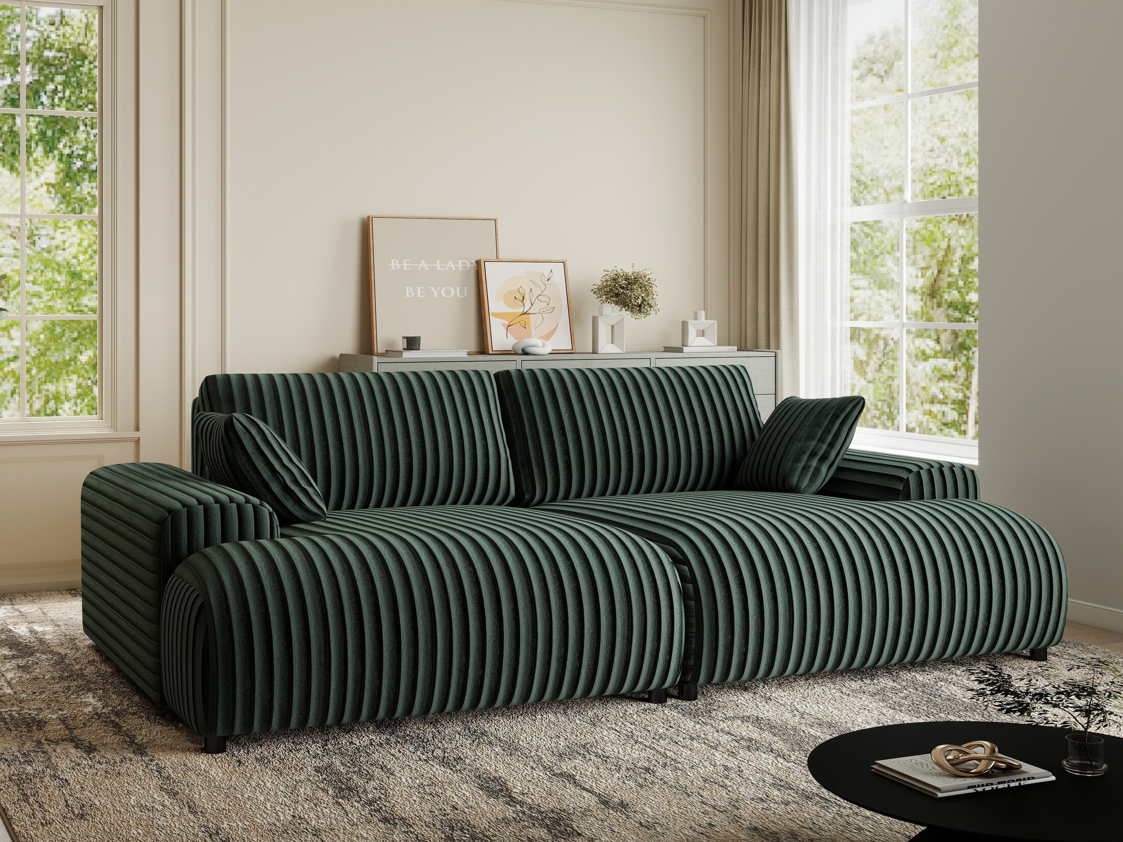 Canapea dumonde cu sezut confortabil din spuma HR, Hudson Ambience Verde 237x144 cm