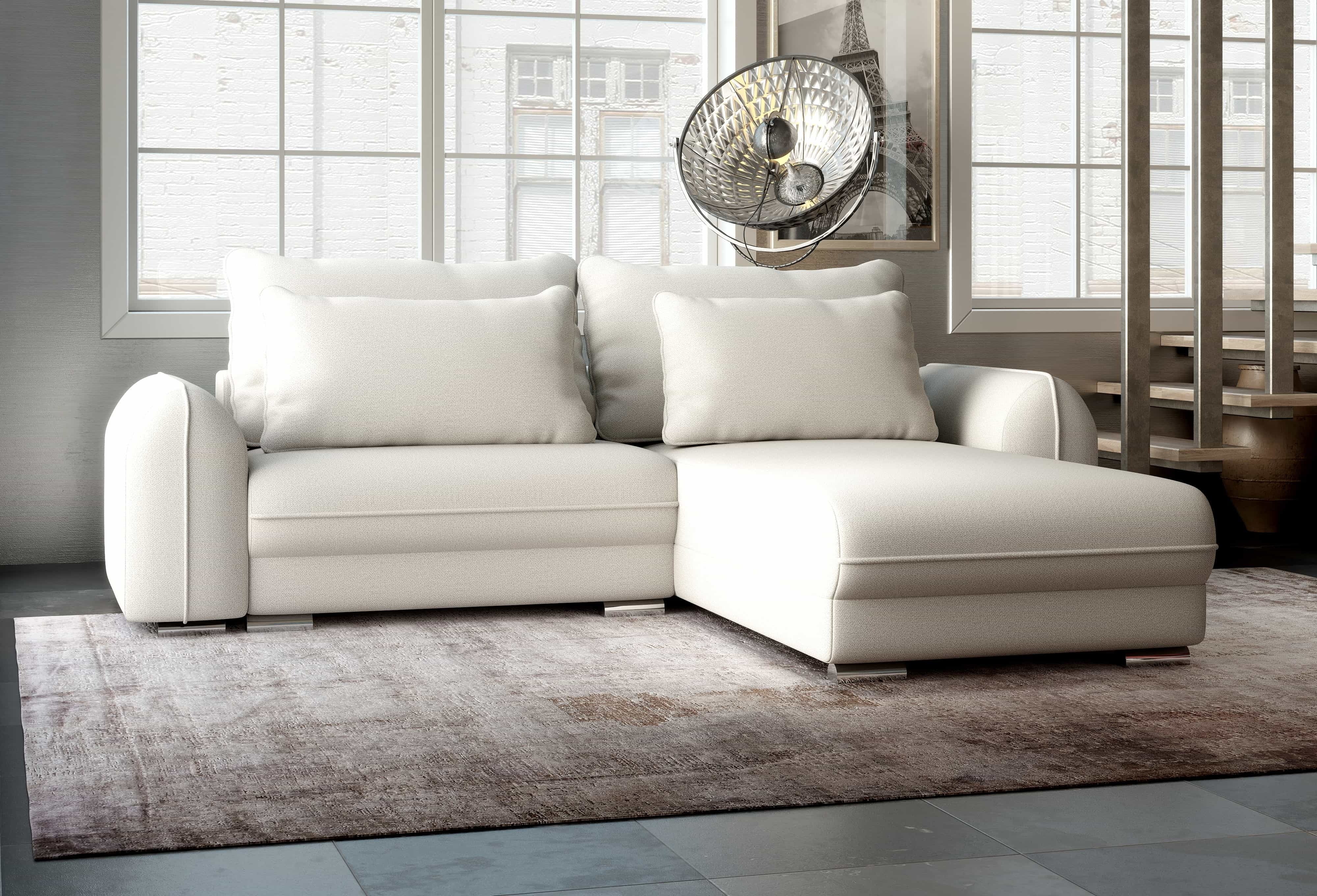 Colțar extensibil dumonde cu ladă de depozitare si sezut confortabil din spuma HR, Denver Enjoy Bej 275x185 cm II Fabrica