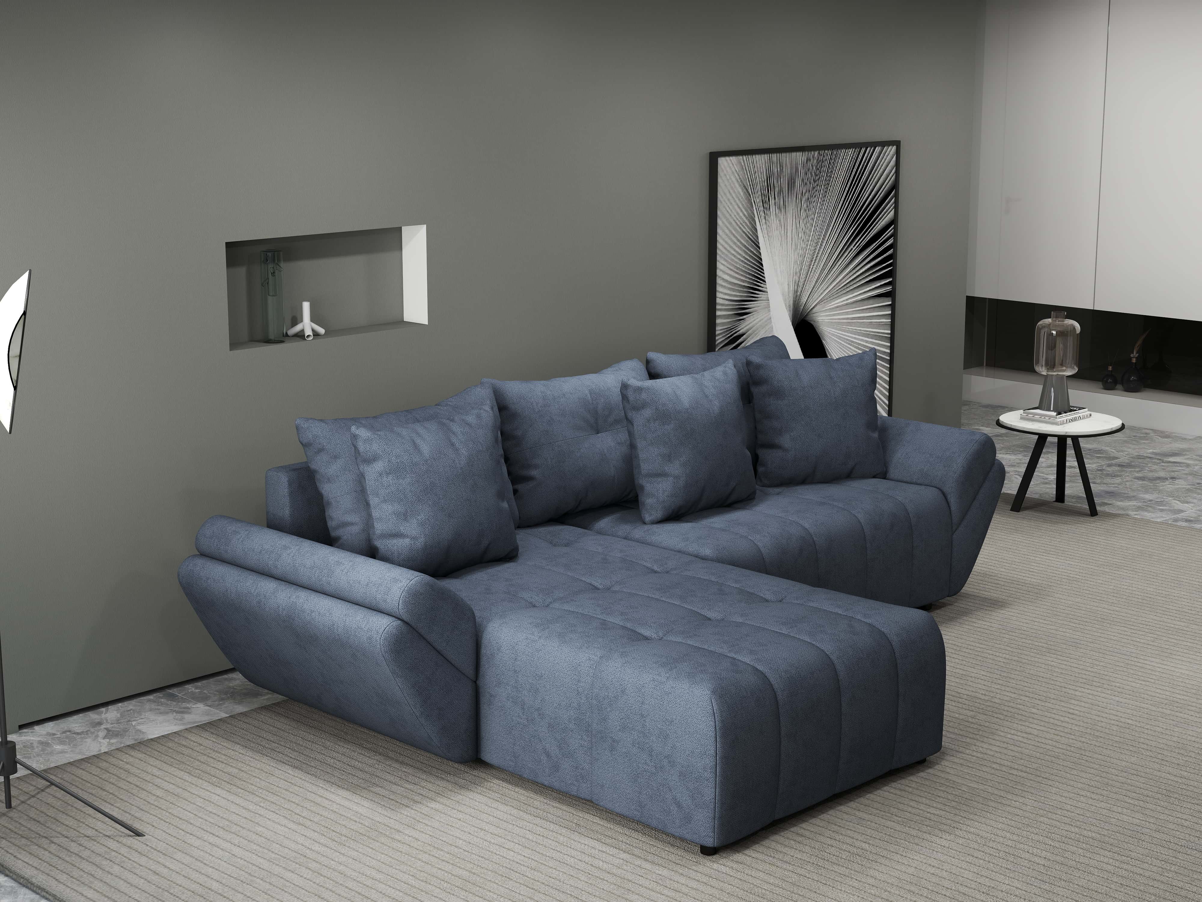 Colțar extensibil dumonde cu ladă de depozitare si sezut confortabil din spuma HR, Berlin Grey 280x185 cm Fabrica