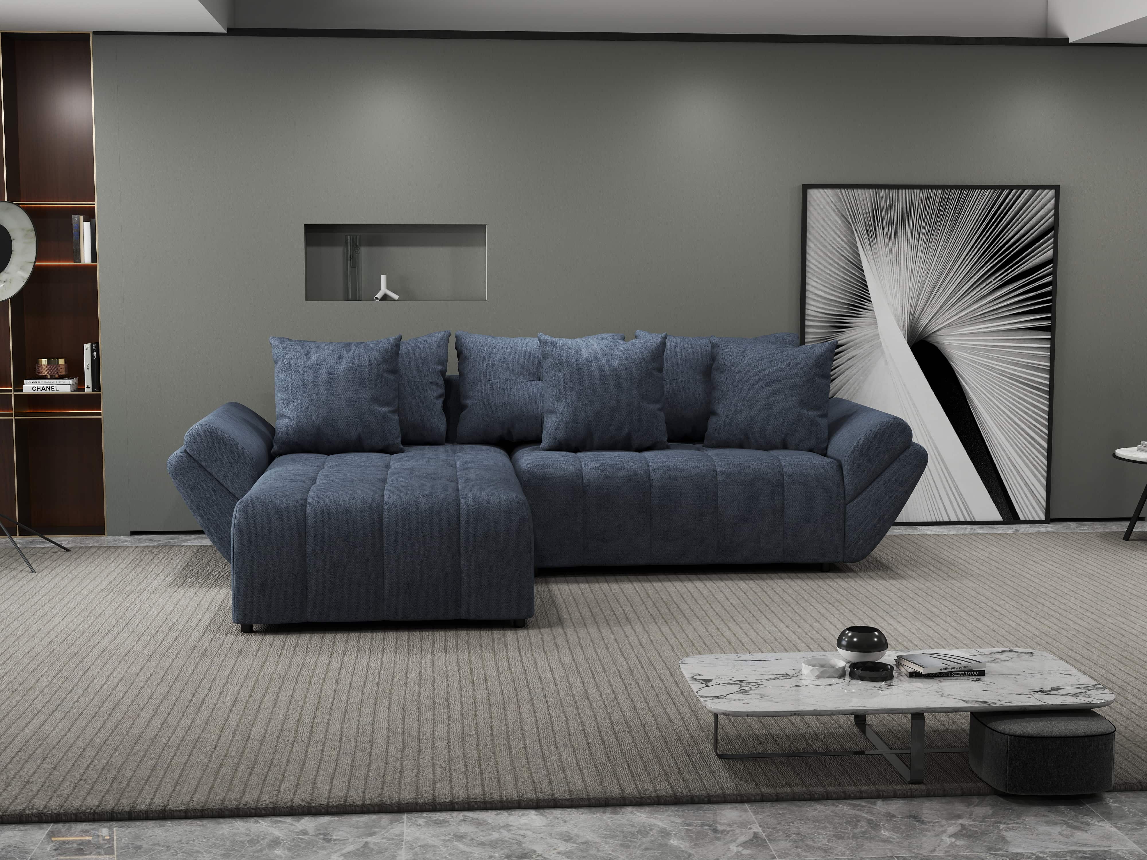 Colțar extensibil dumonde cu ladă de depozitare si sezut confortabil din spuma HR, Berlin Grey 280x185 cm Fabrica