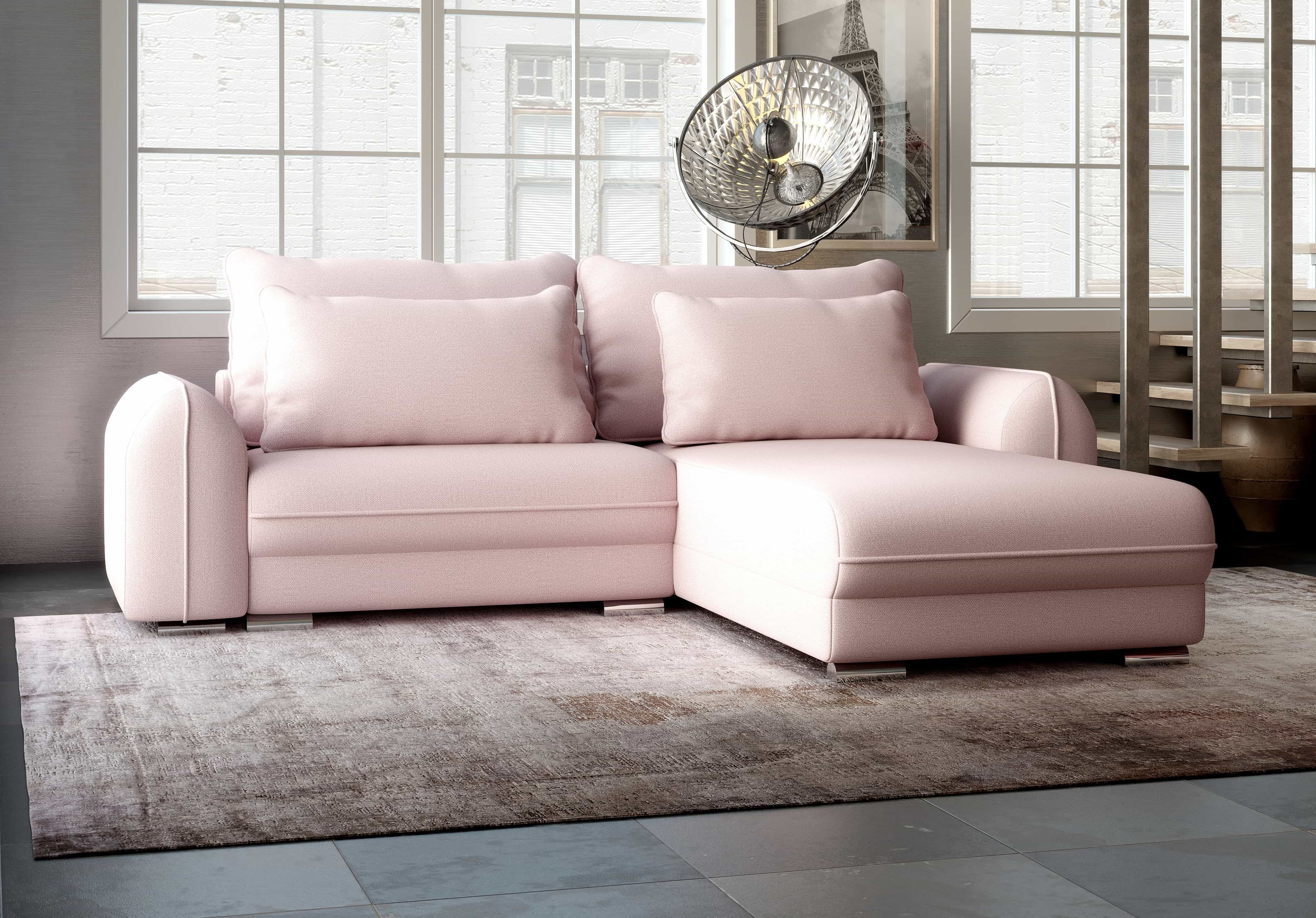 Colțar extensibil dumonde cu ladă de depozitare si sezut confortabil din spuma HR, Denver Enjoy Flamingo 275x185 cm II Fabrica