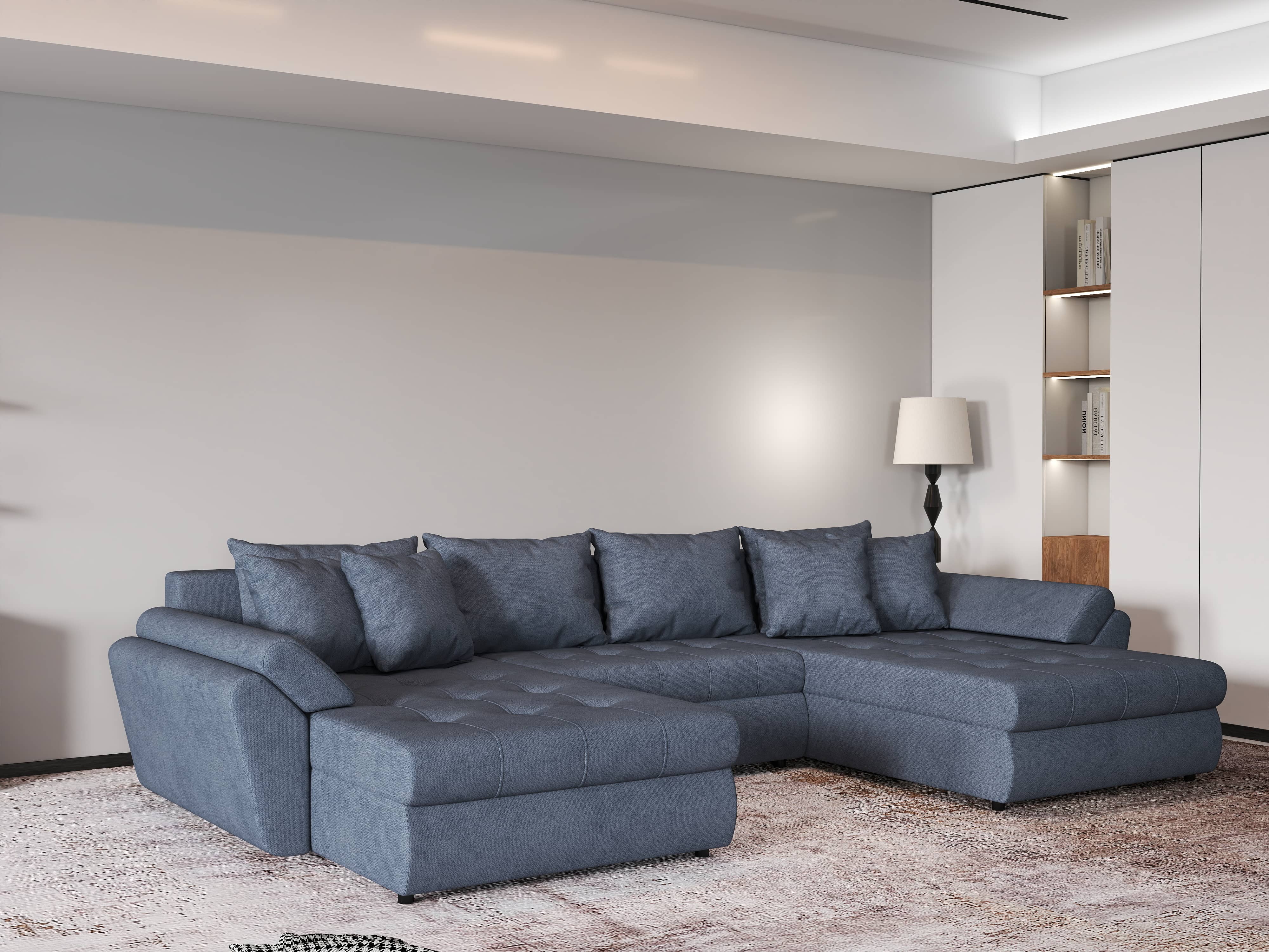 Colțar extensibil dumonde cu ladă de depozitare si sezut confortabil din spuma HR, Loana U Enjoy Antracit 355x185 cm Fabrica