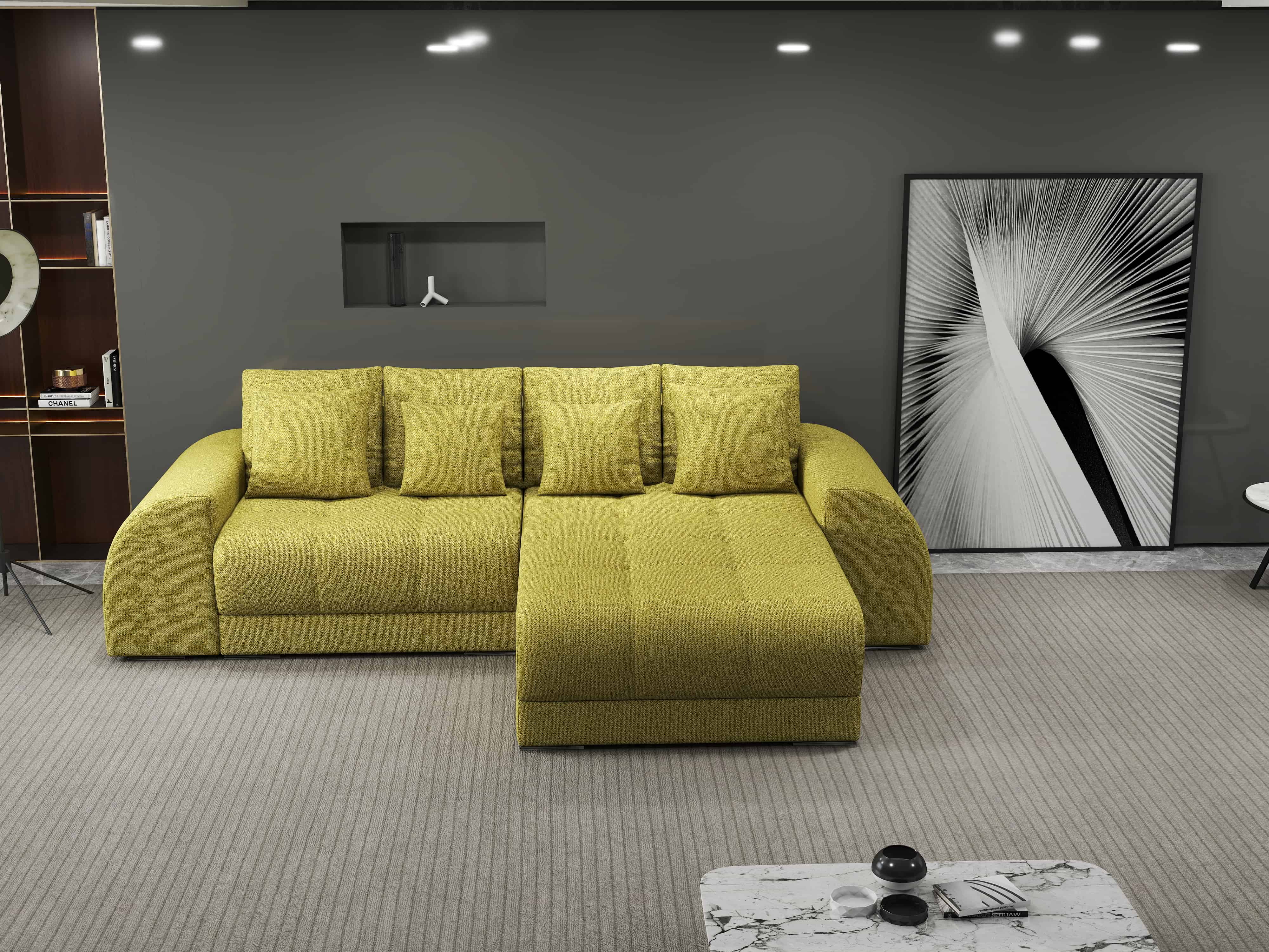 Colțar extensibil dumonde cu ladă de depozitare si sezut confortabil din spuma HR, Verona Enjoy Verde II 290x185 cm Fabrica