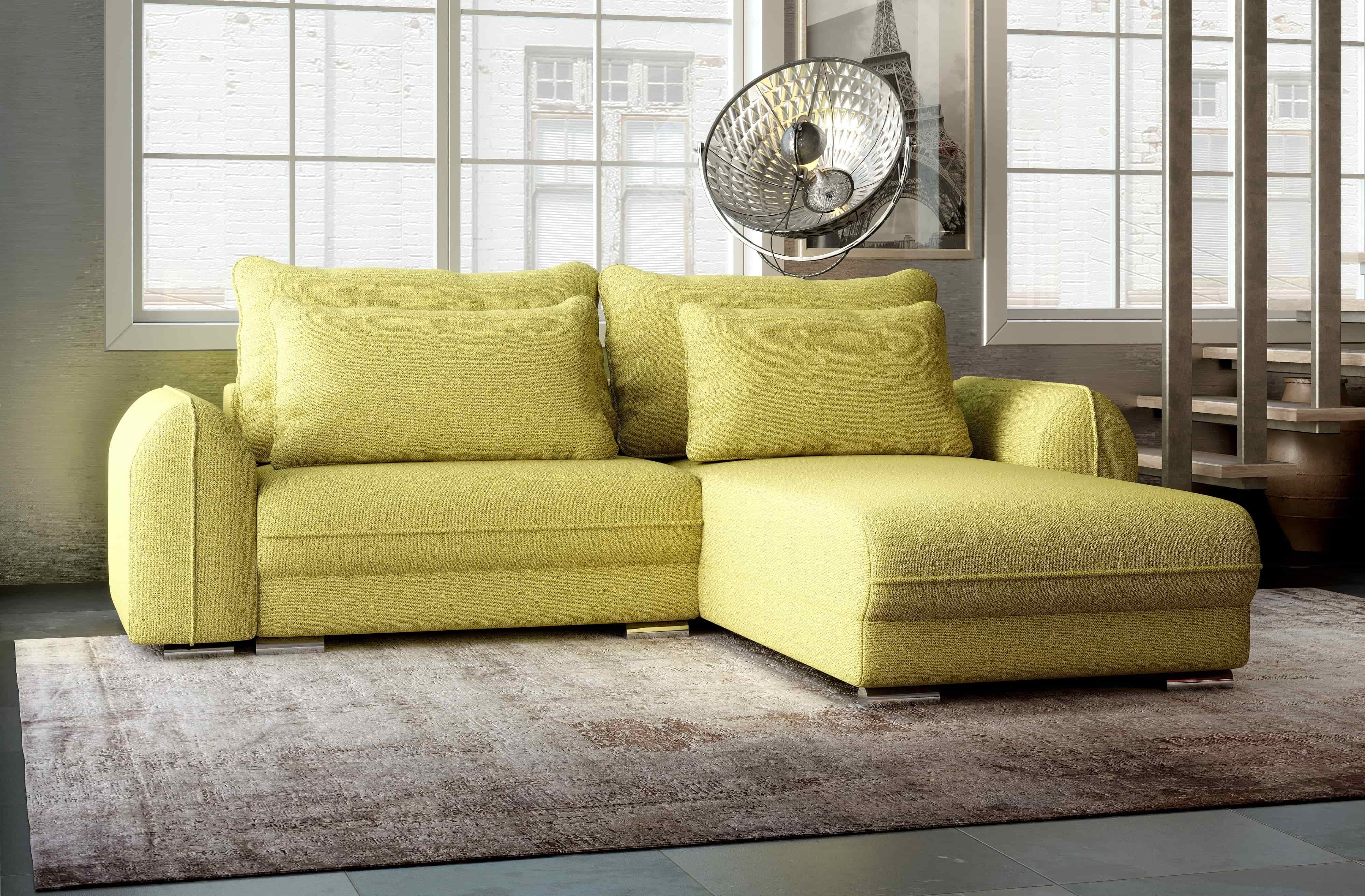 Colțar extensibil dumonde cu ladă de depozitare si sezut confortabil din spuma HR, Denver Enjoy Verde 275x185 cm II Fabrica