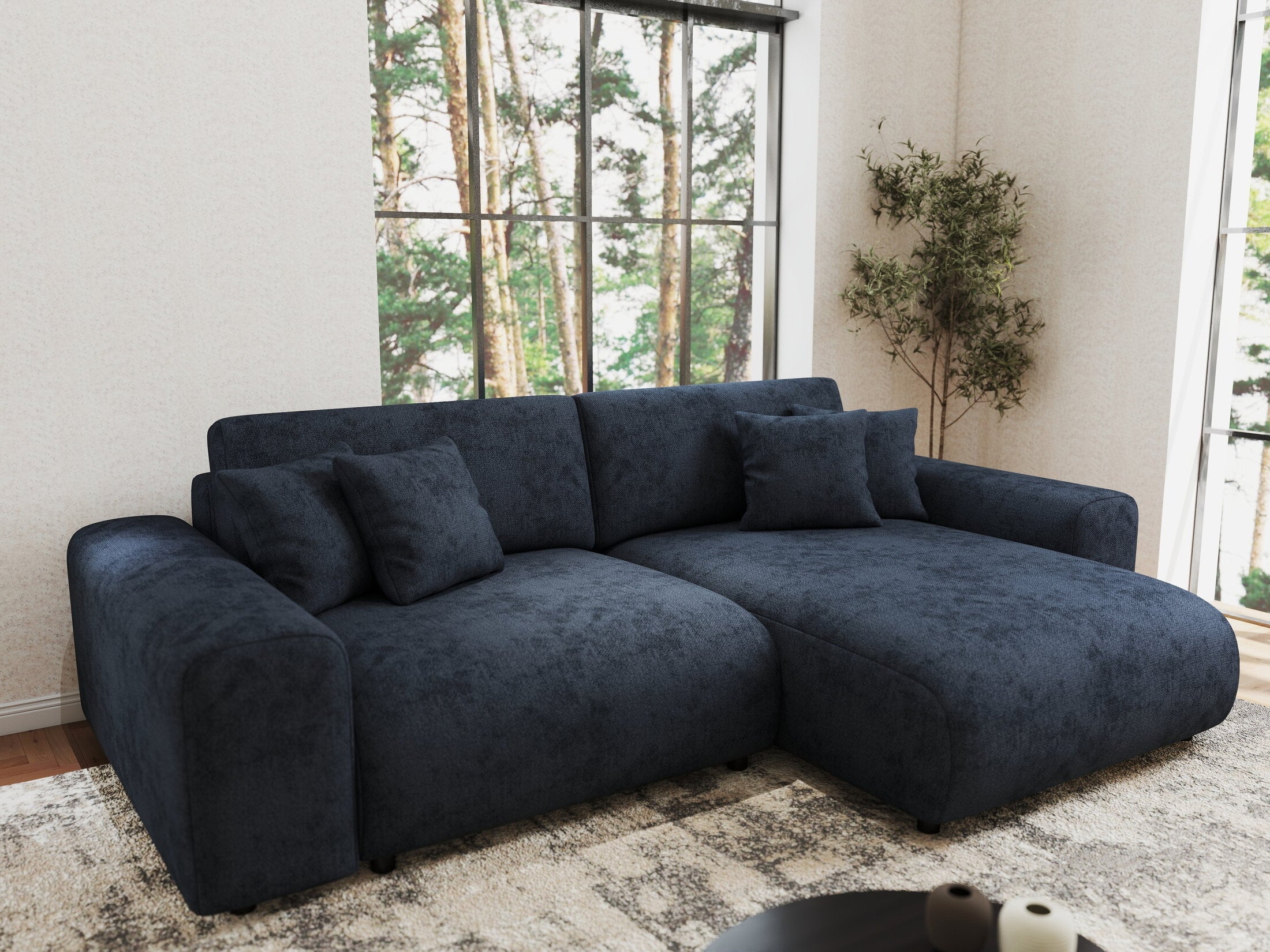 Colțar extensibil dumonde cu ladă de depozitare si sezut confortabil din spuma HR, Sarina Enjoy Antracit 255x168 cm II