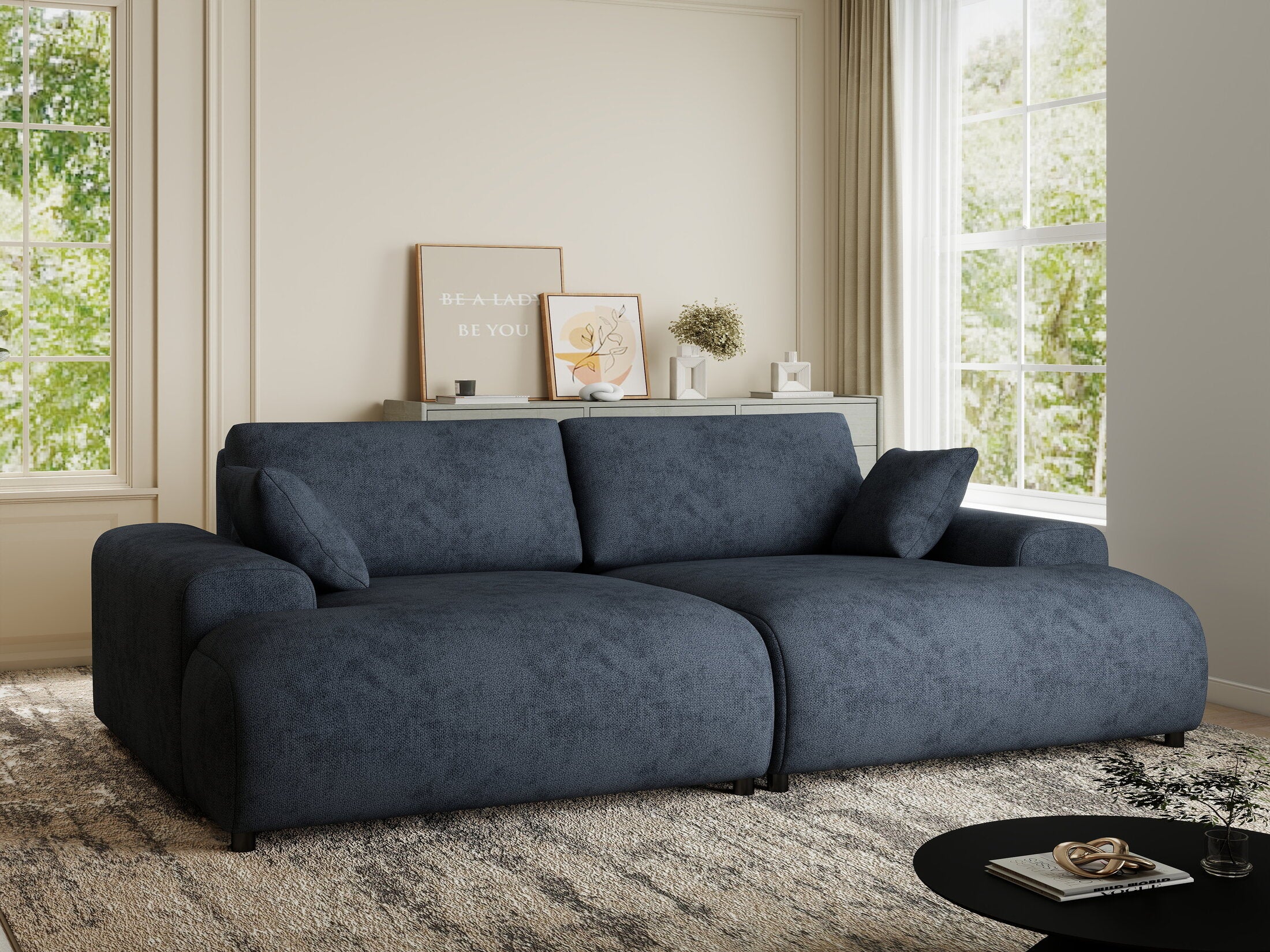 Canapea dumonde cu sezut confortabil din spuma HR, Hudson Enjoy Antracit 237x144 cm