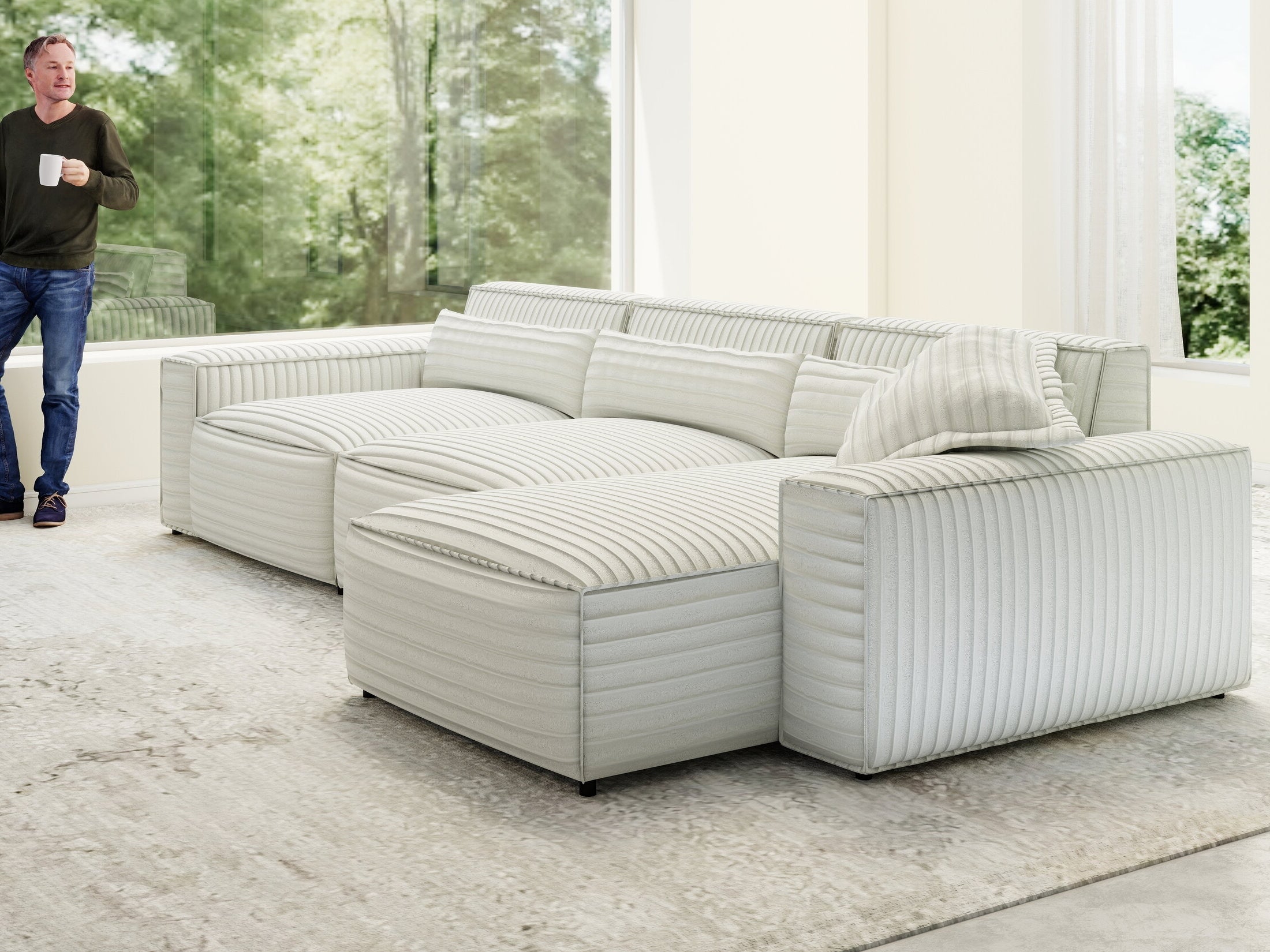 Colțar dumonde cu sezut confortabil din spuma HR, Marvelo XL Ambience Alb 366x175 cm II