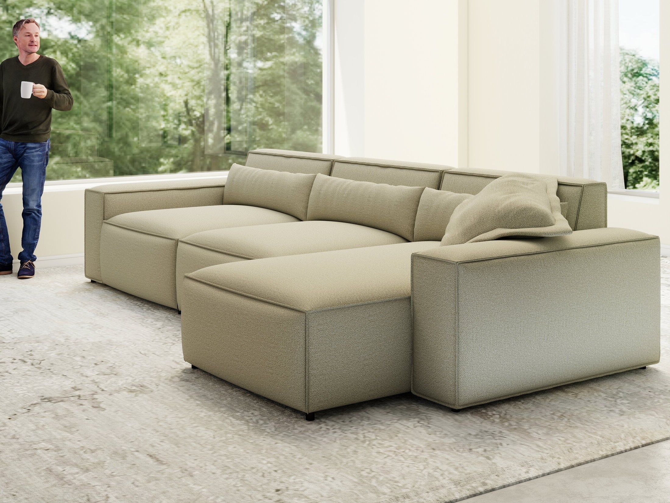 Colțar dumonde cu sezut confortabil din spuma HR, Marvelo XL Enjoy Bej 366x175 cm II