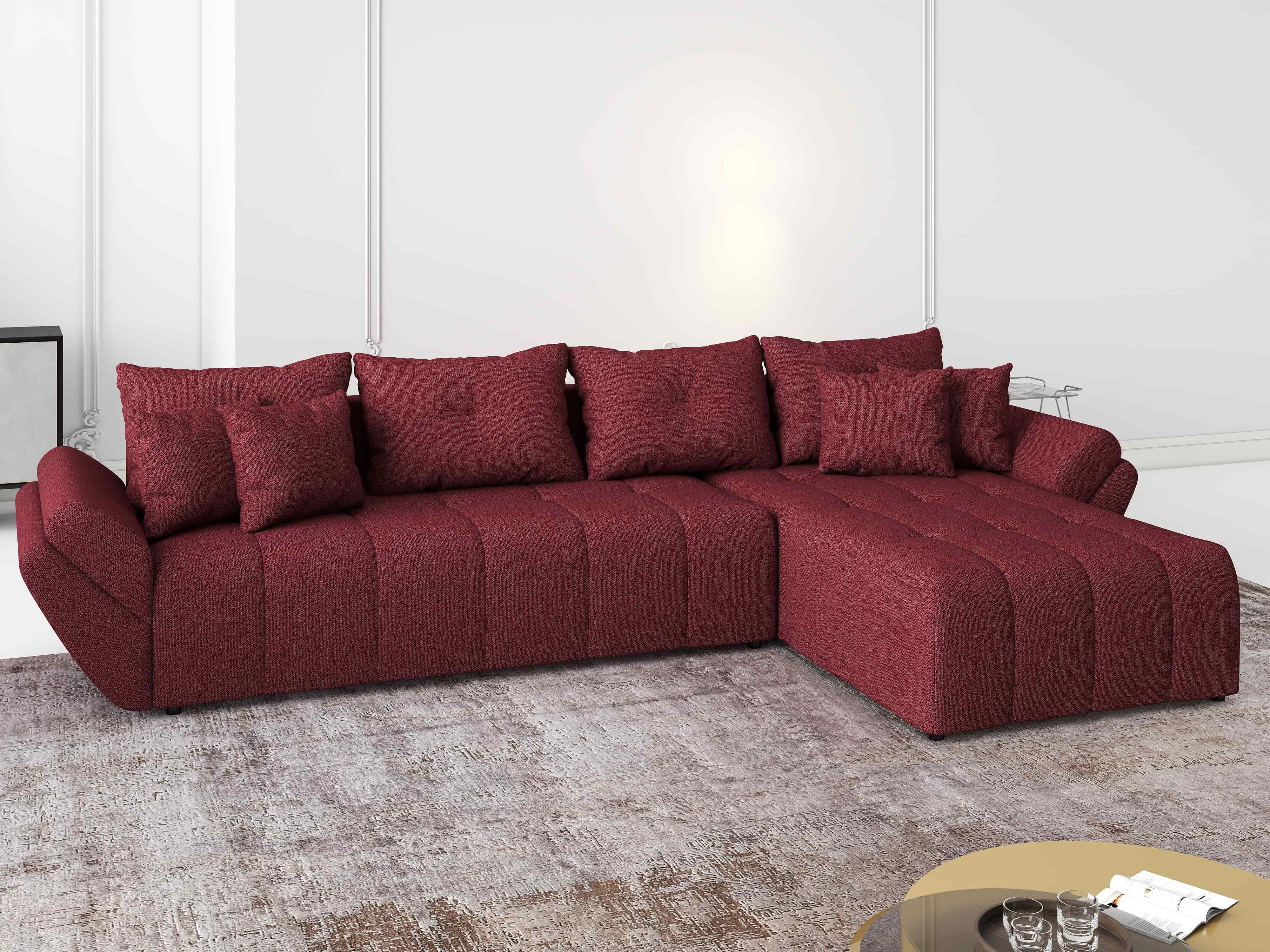 Colțar extensibil dumonde cu ladă de depozitare si sezut confortabil din spuma HR, Berlin XL Enjoy Red 350x185 cm II Fabrica