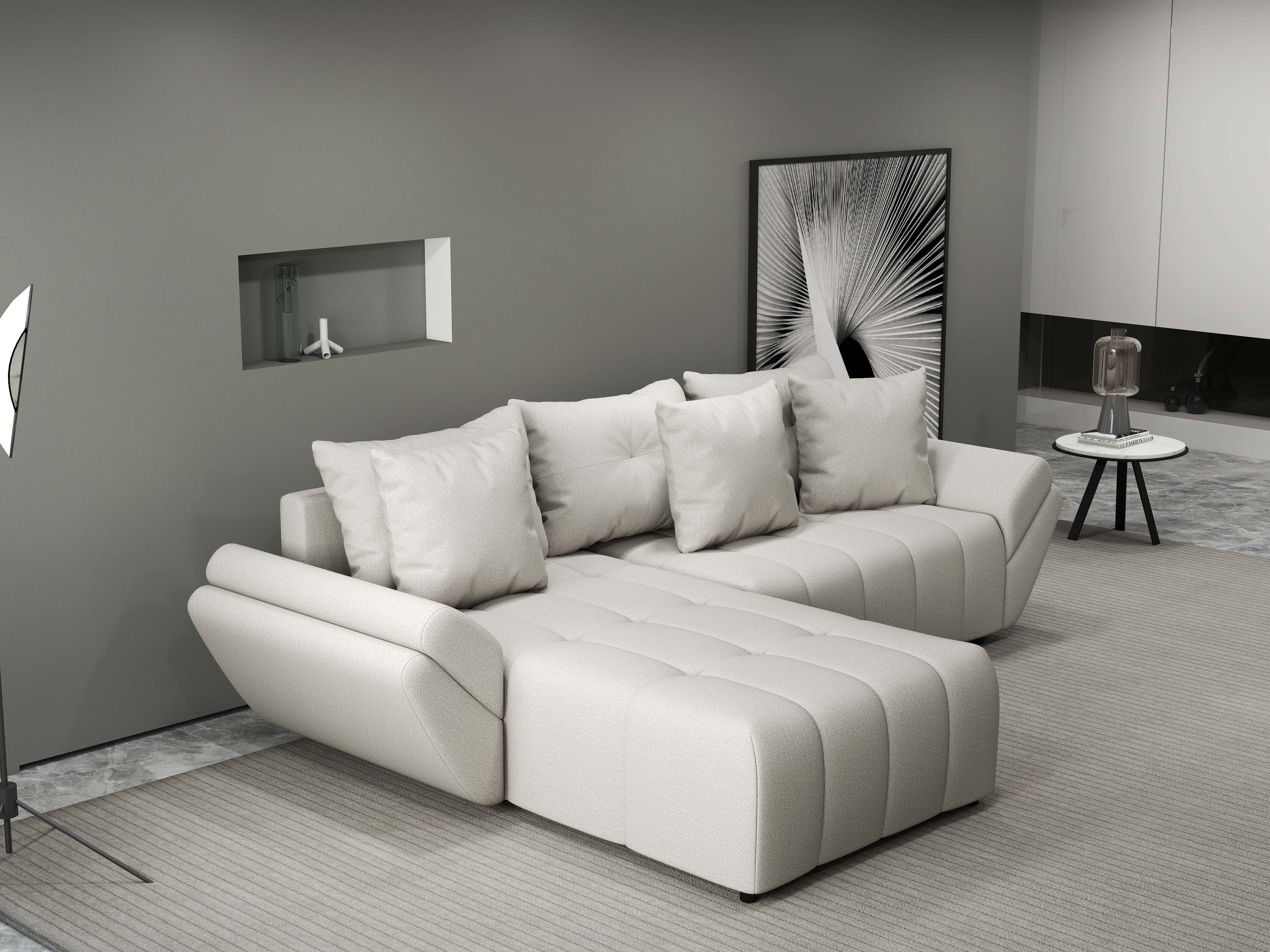 Colțar extensibil dumonde cu ladă de depozitare si sezut confortabil din spuma HR, Berlin Enjoy Bej 280x185 cm Fabrica