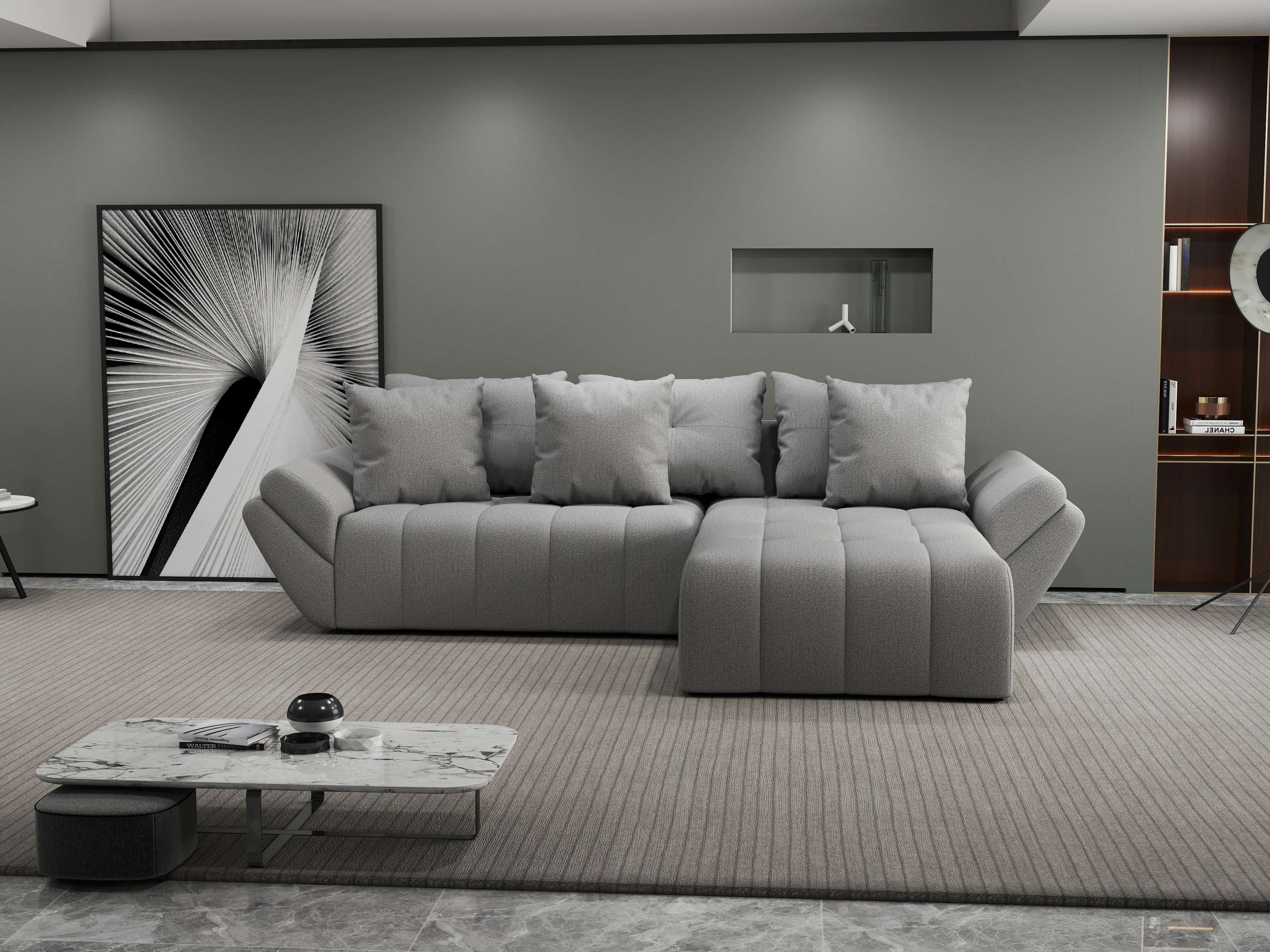 Colțar extensibil dumonde cu ladă de depozitare si sezut confortabil din spuma HR, Berlin Enjoy Gri 280x185 cm II Fabrica