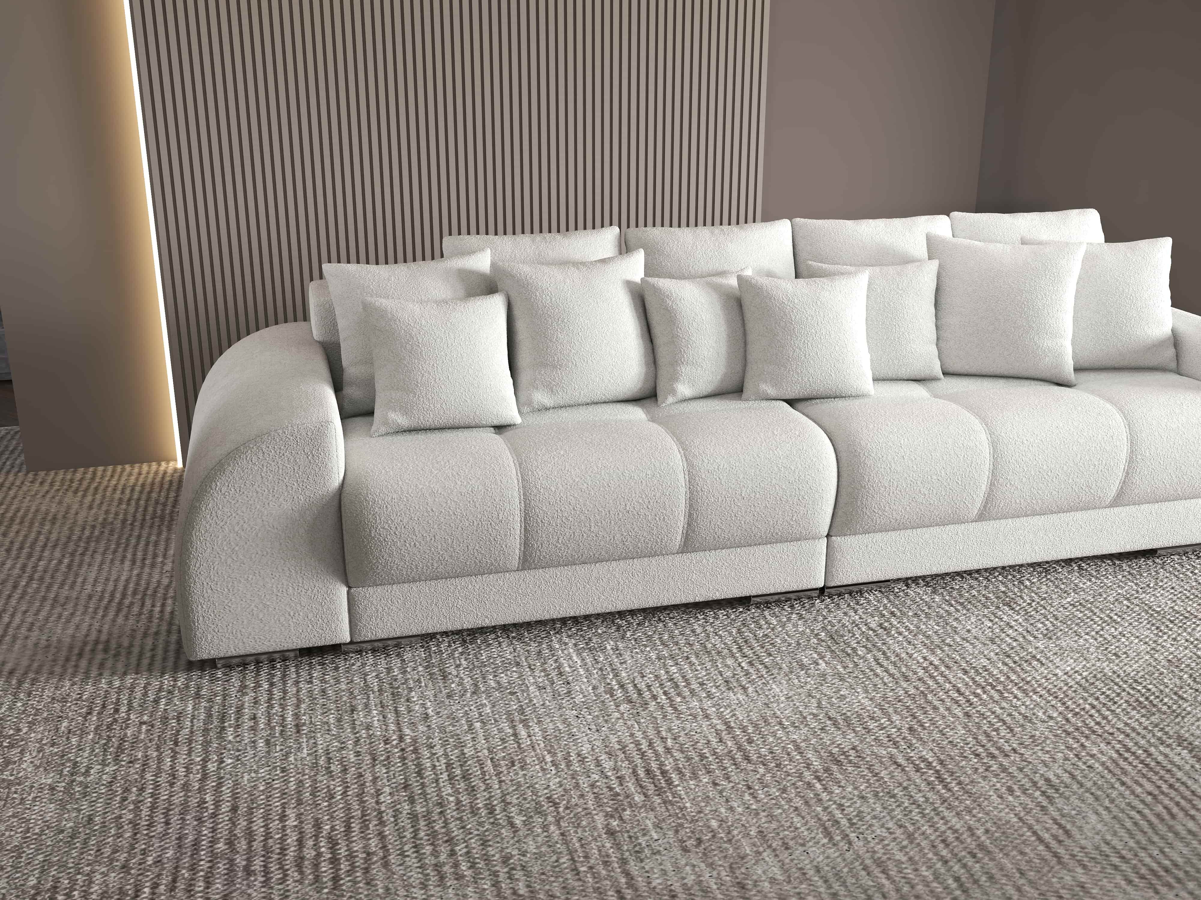Canapea extensibilă dumonde cu 2 lăzi de depozitare si sezut confortabil din spuma HR, Verona Euphoria Ivory 310x100 cm Fabrica