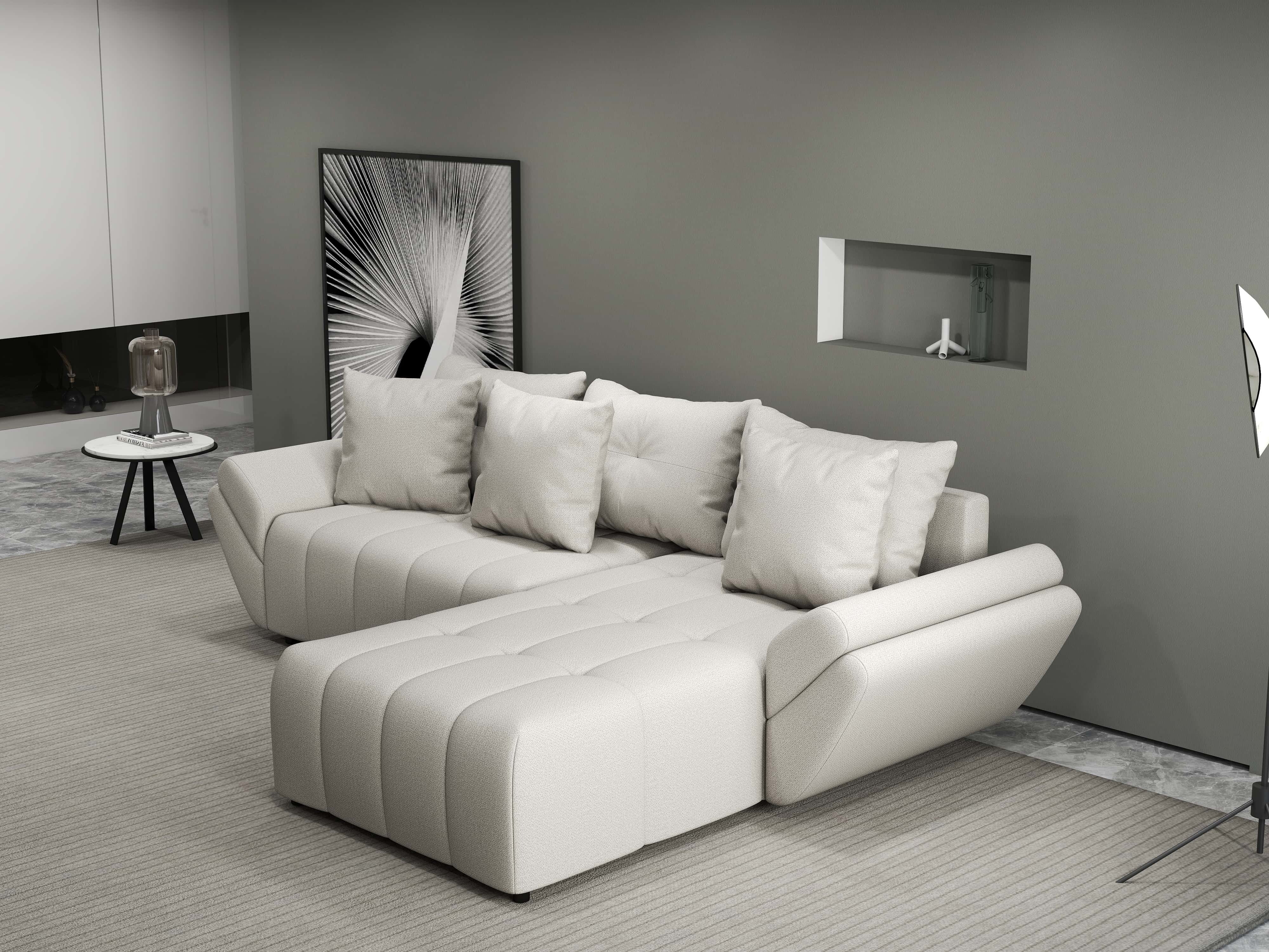 Colțar extensibil dumonde cu ladă de depozitare si sezut confortabil din spuma HR, Berlin Enjoy Bej 280x185 cm II Fabrica