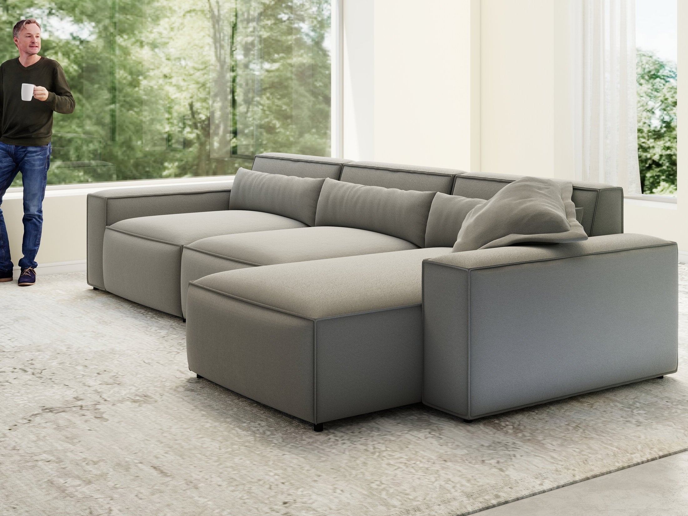 Colțar dumonde cu sezut confortabil din spuma HR, Marvelo XL Royal Gri 366x175 cm II