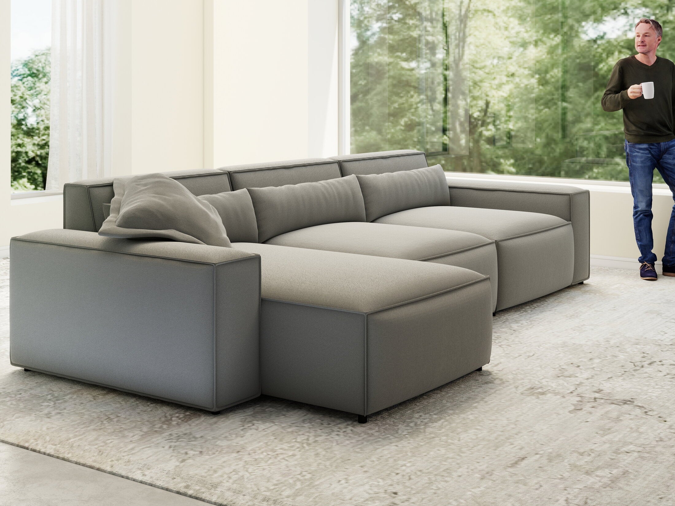 Colțar dumonde cu sezut confortabil din spuma HR, Marvelo XL Royal Gri 366x175 cm