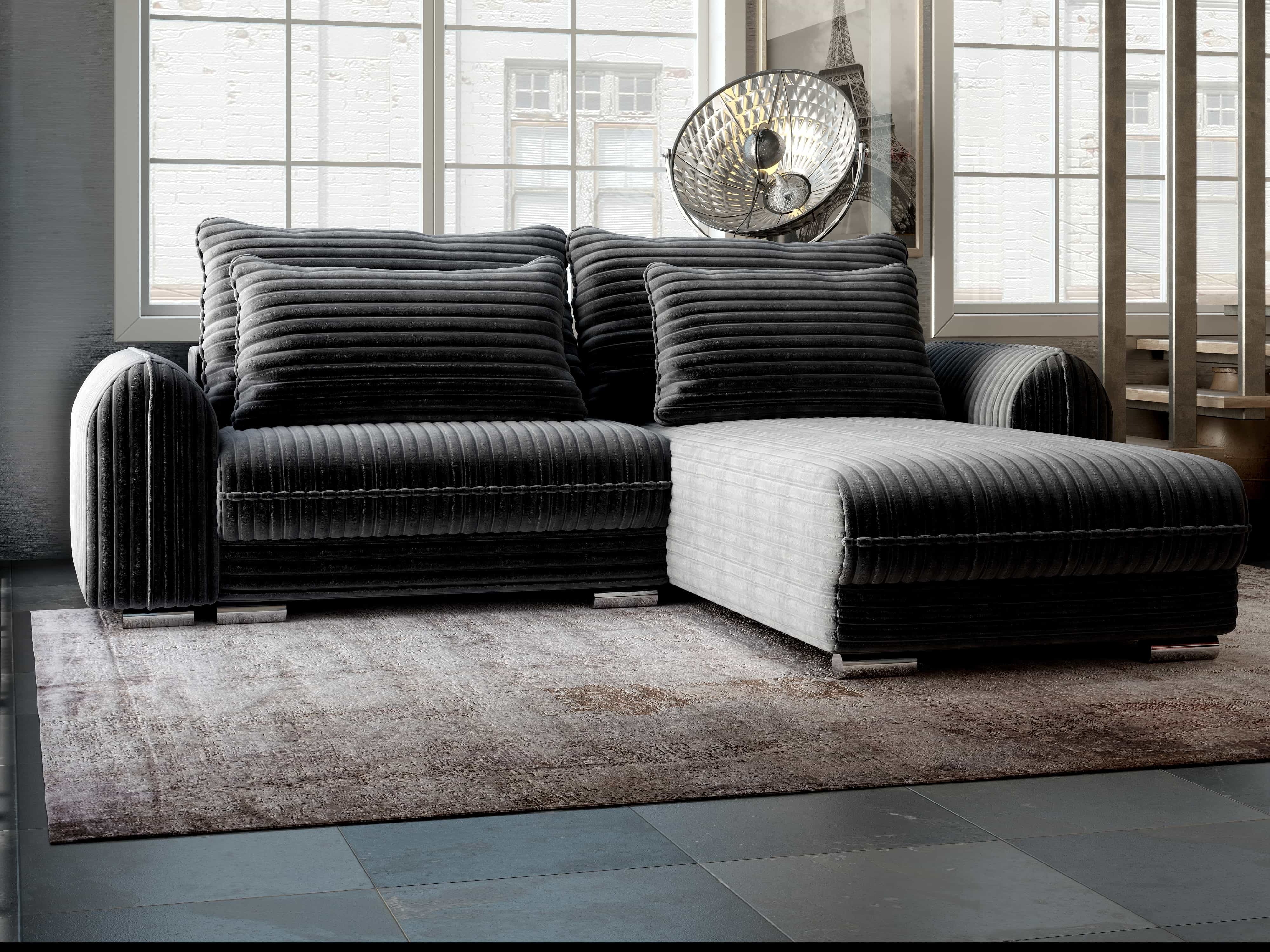 Colțar extensibil dumonde cu ladă de depozitare si sezut confortabil din spuma HR, Denver Ambience Gri 275x185 cm II Fabrica