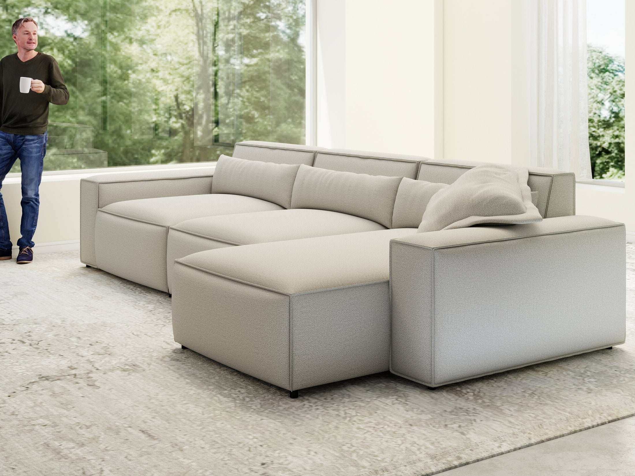 Colțar dumonde cu sezut confortabil din spuma HR, Marvelo XL Enjoy Bej 366x175 cm II