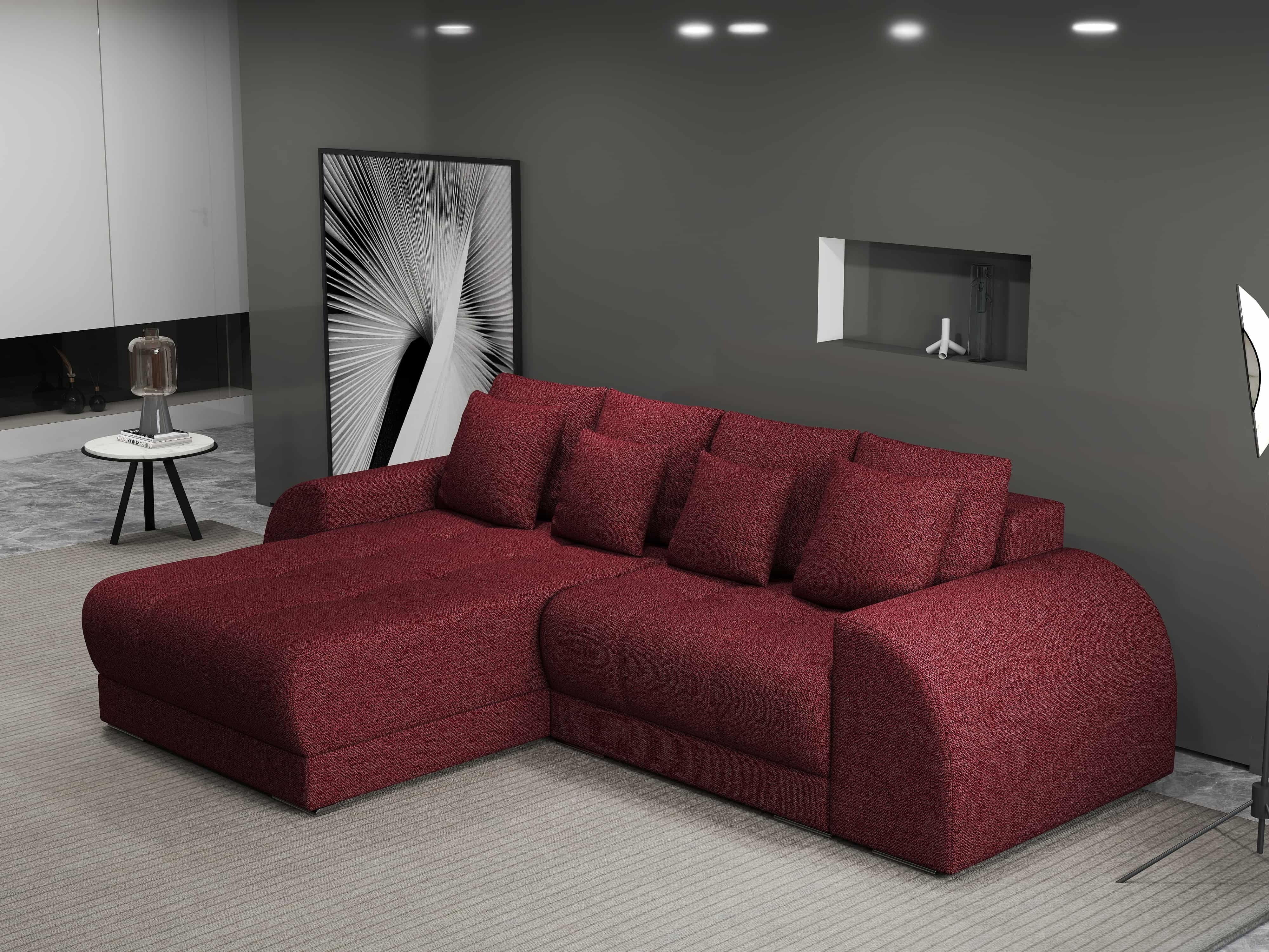 Colțar extensibil dumonde cu ladă de depozitare si sezut confortabil din spuma HR, Verona Enjoy Rosu 290x185 cm Fabrica