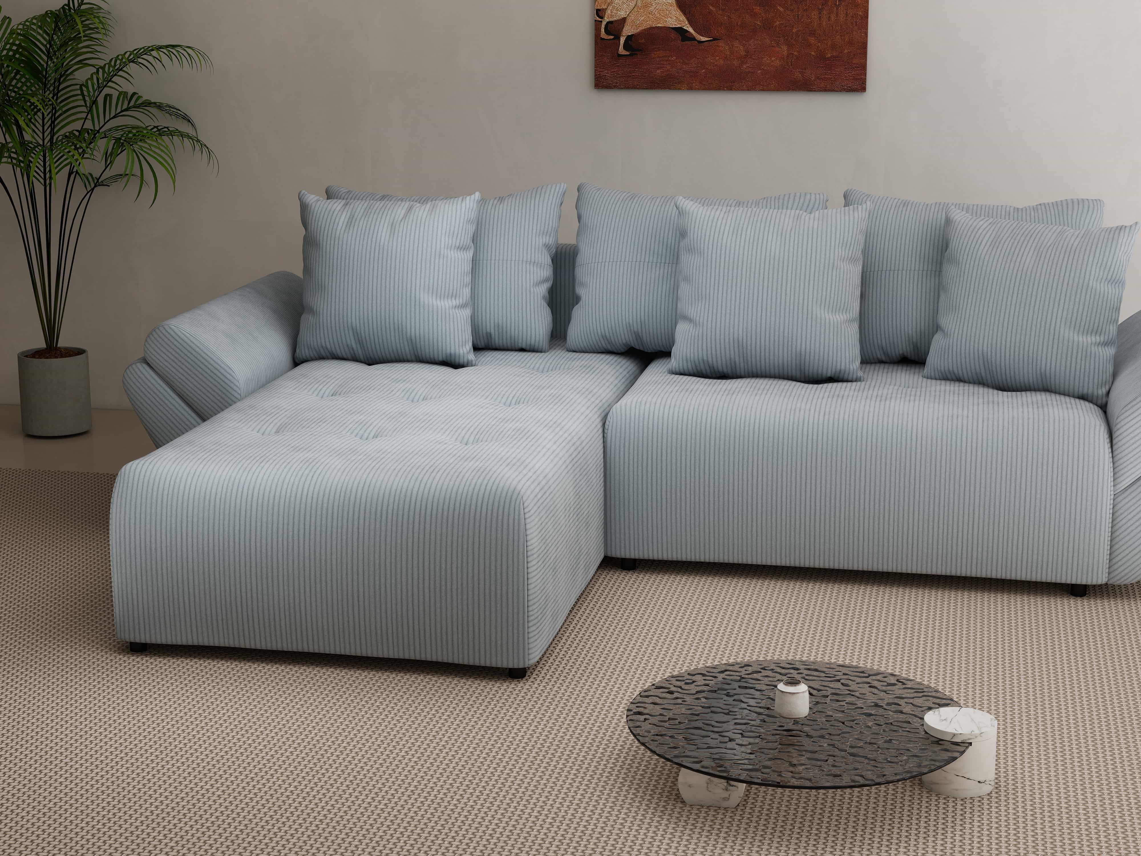 Colțar extensibil dumonde cu ladă de depozitare si sezut confortabil din spuma HR, Berlin Zoom Grey 280x185 cm Fabrica