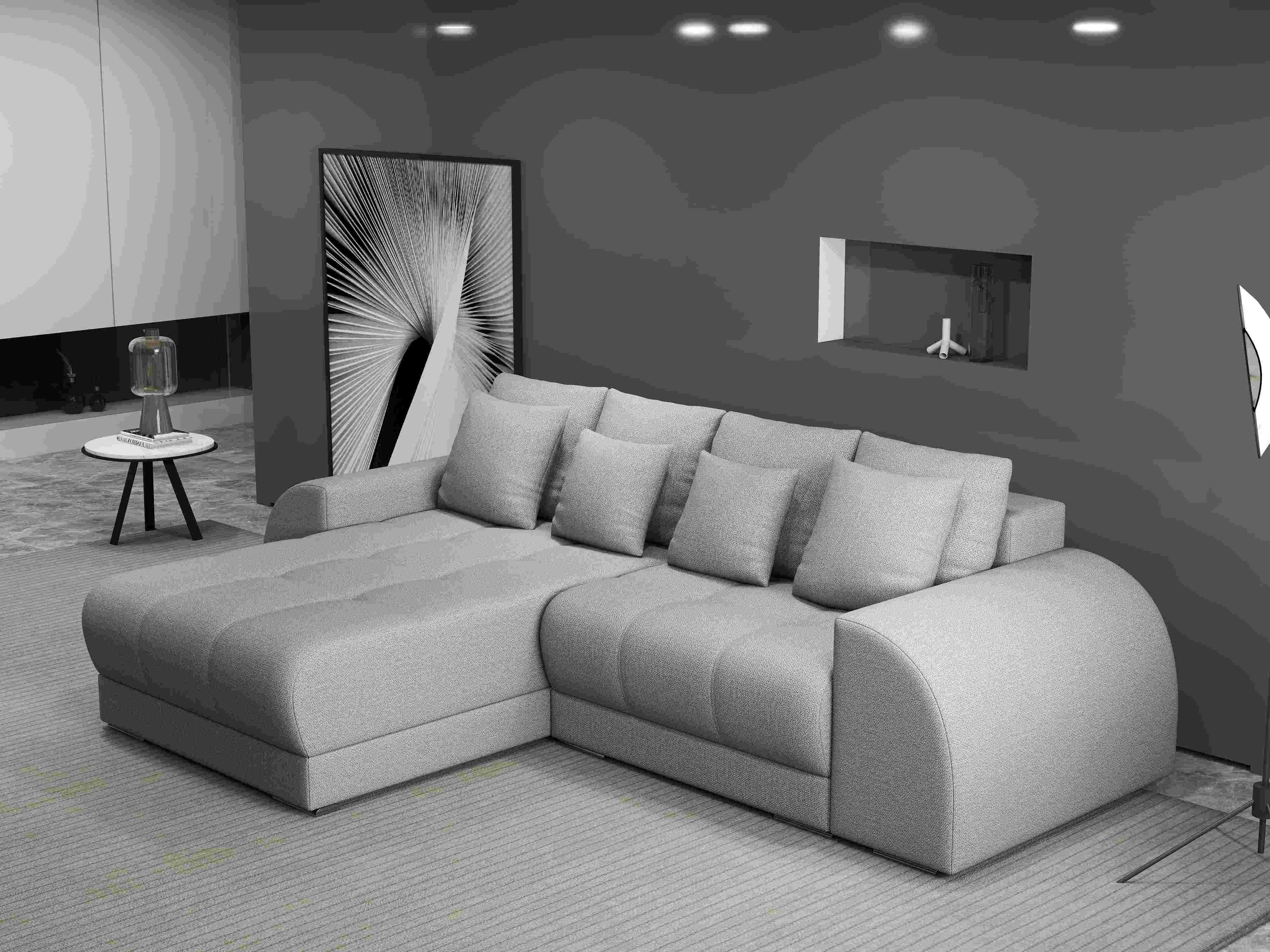 Colțar extensibil dumonde cu ladă de depozitare si sezut confortabil din spuma HR, Verona Enjoy Gri 290x185 cm Fabrica