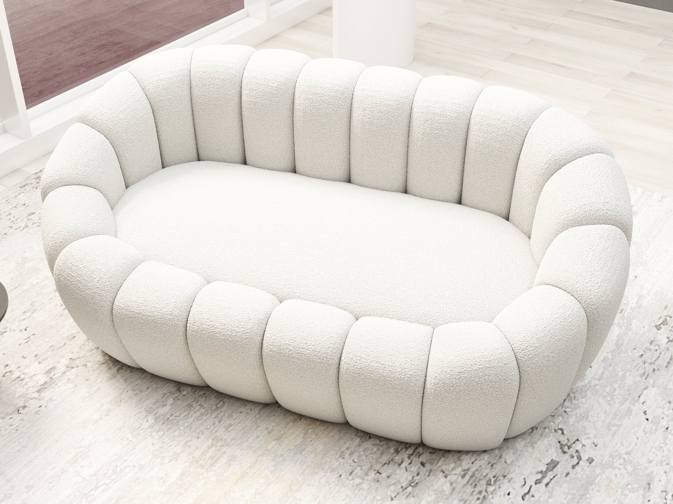 Fotoliu dumonde tapitat Alb modern Isandro 148x92cm