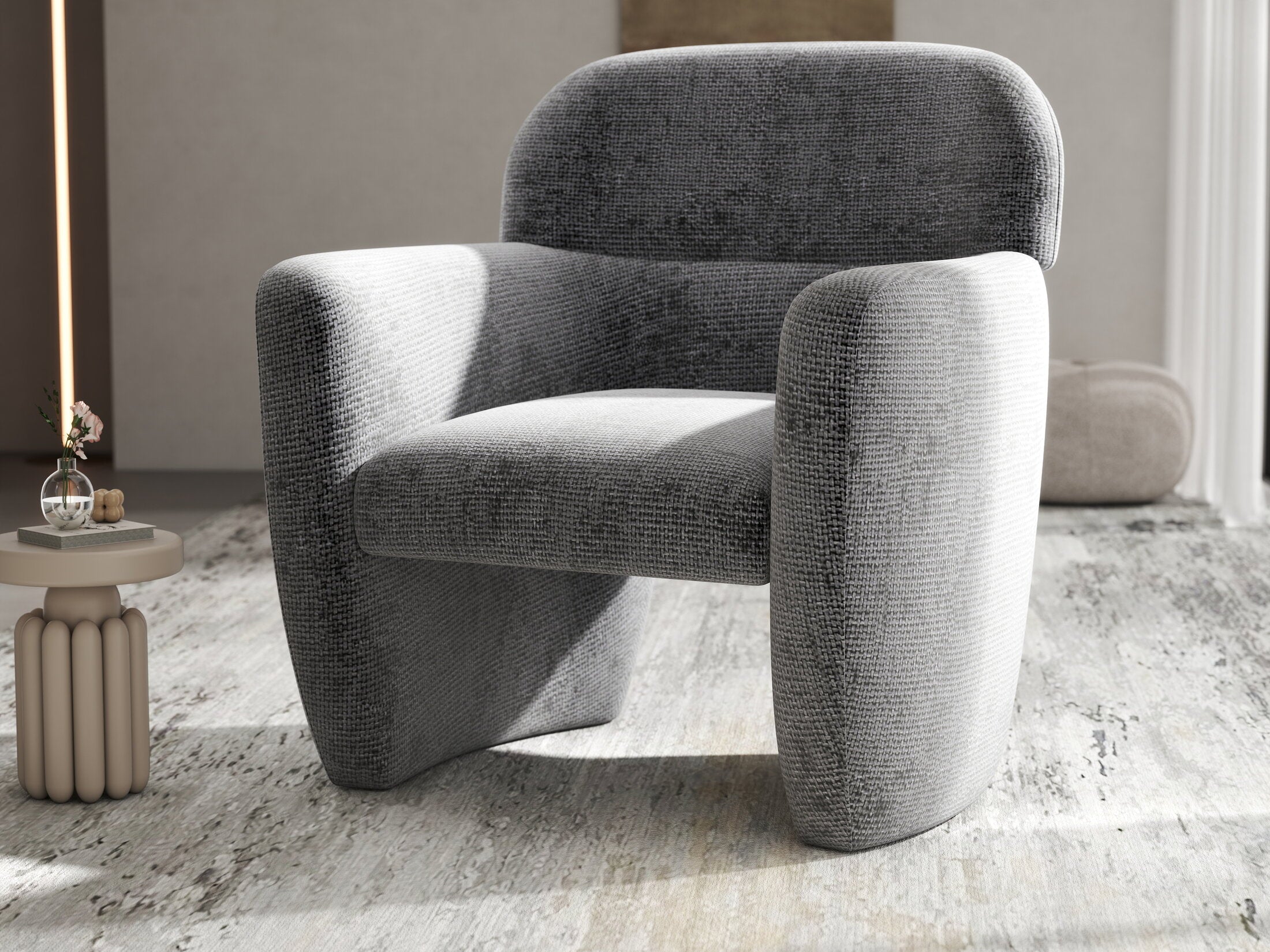 Fotoliu dumonde tapitat Gri modern Mirello 75x70cm