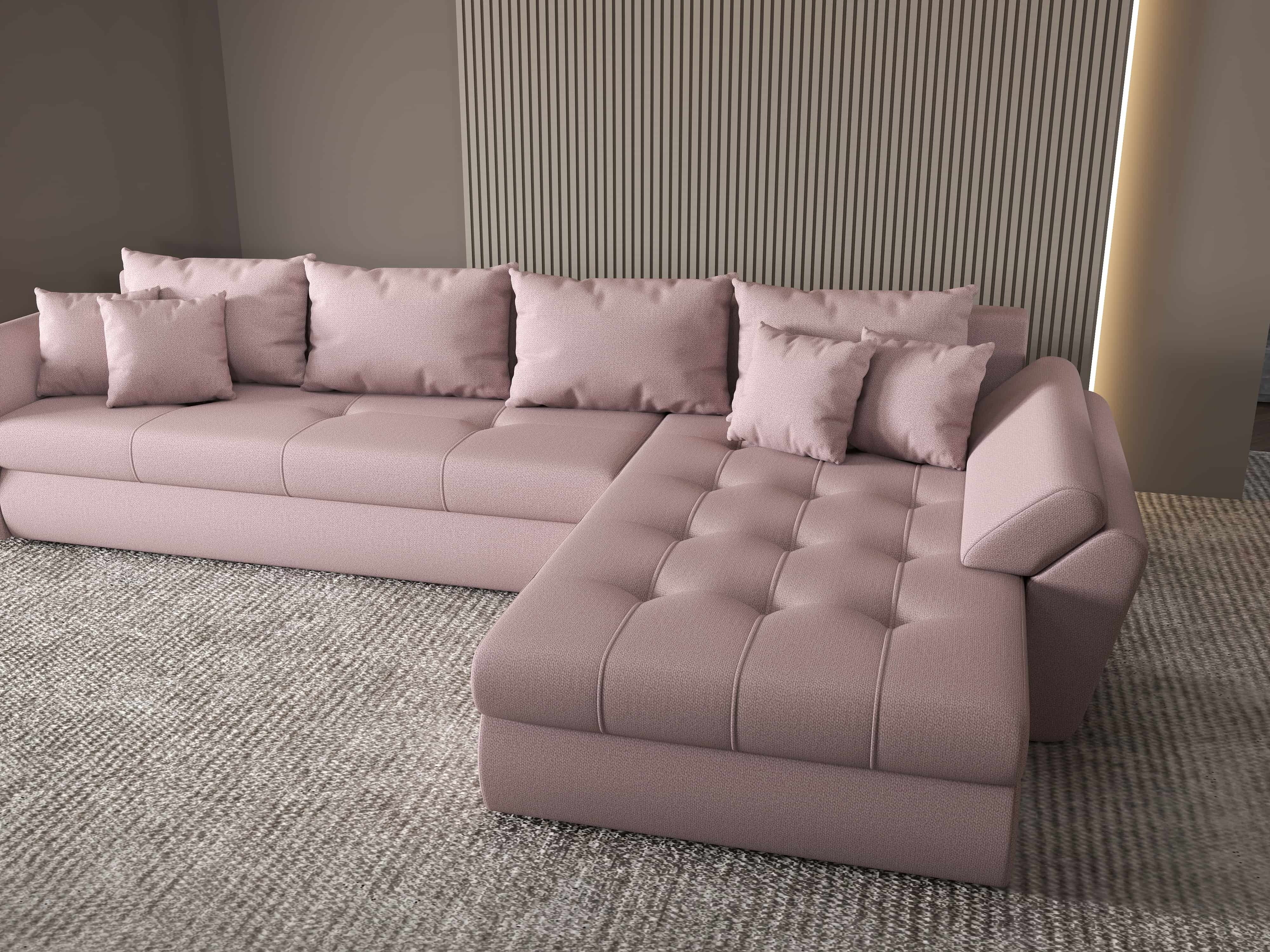 Colțar extensibil dumonde cu ladă de depozitare si sezut confortabil din spuma HR, Loana XL Enjoy Flamingo II 335x185 cm Fabrica