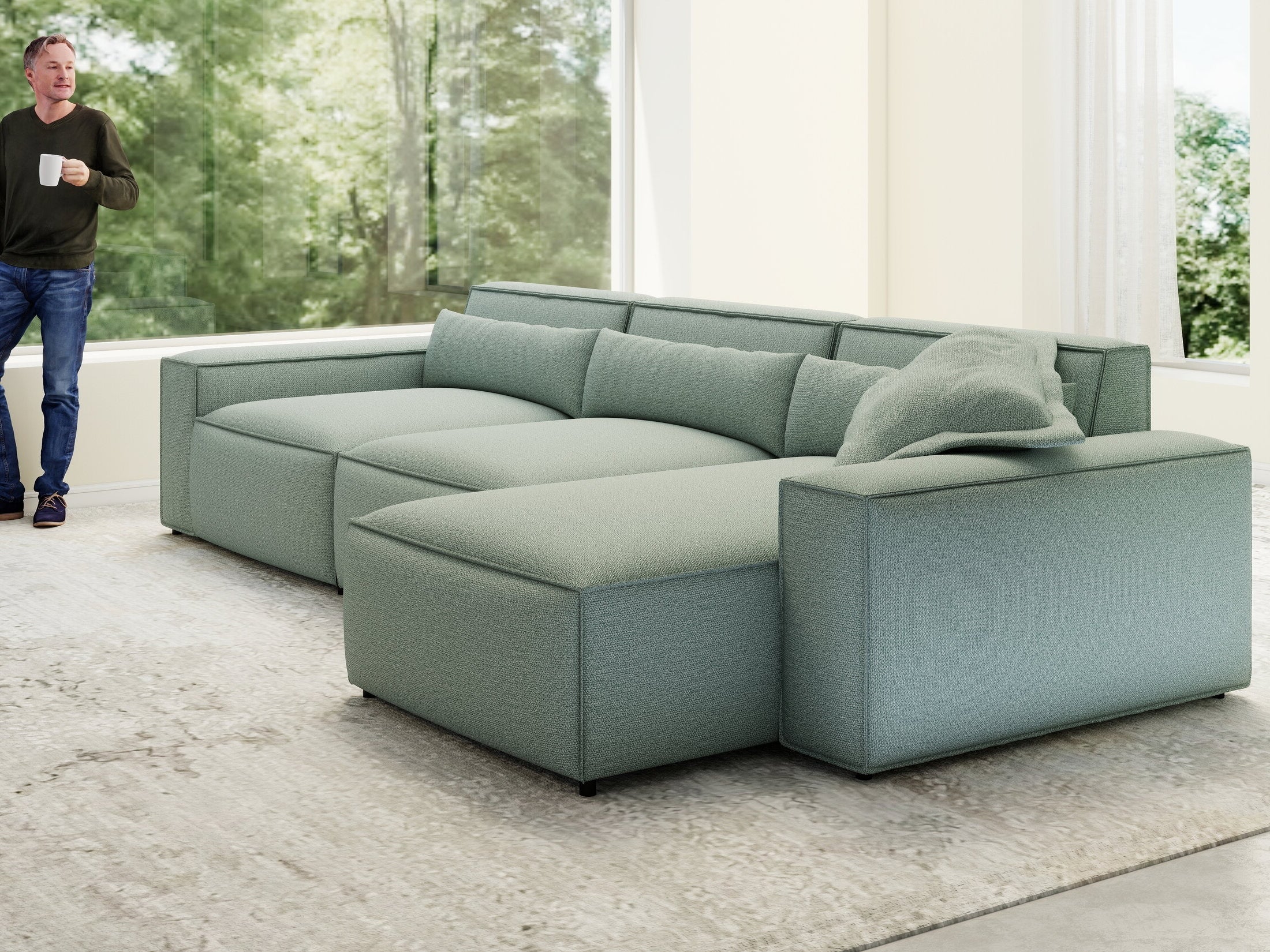 Colțar dumonde cu sezut confortabil din spuma HR, Marvelo XL Enjoy Verde Mint 366x175 cm II