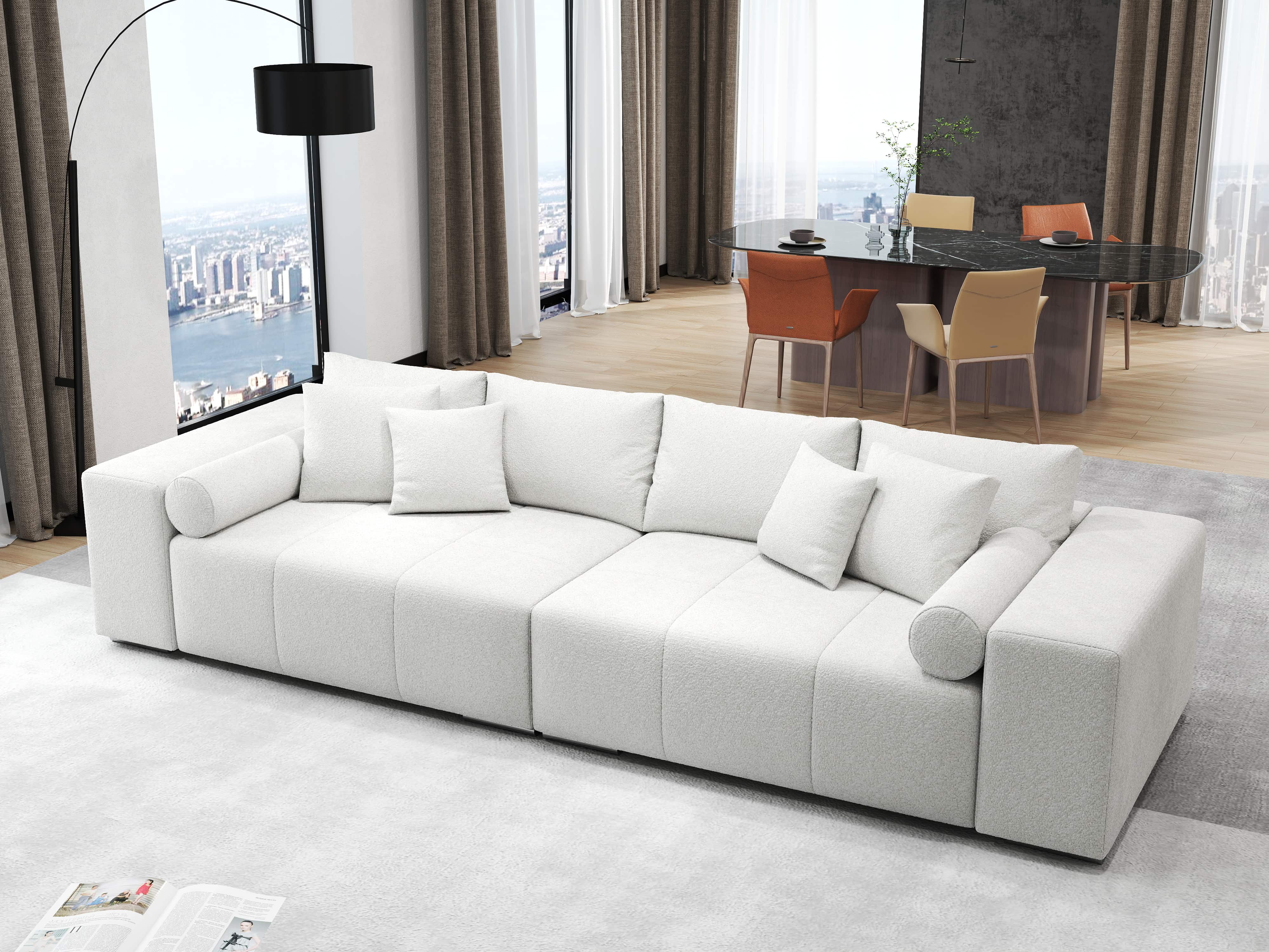 Canapea extensibilă dumonde cu ladă de depozitare si sezut confortabil din spuma HR, Marbela Euphoria Ivory XXL 295x100 cm fabrica