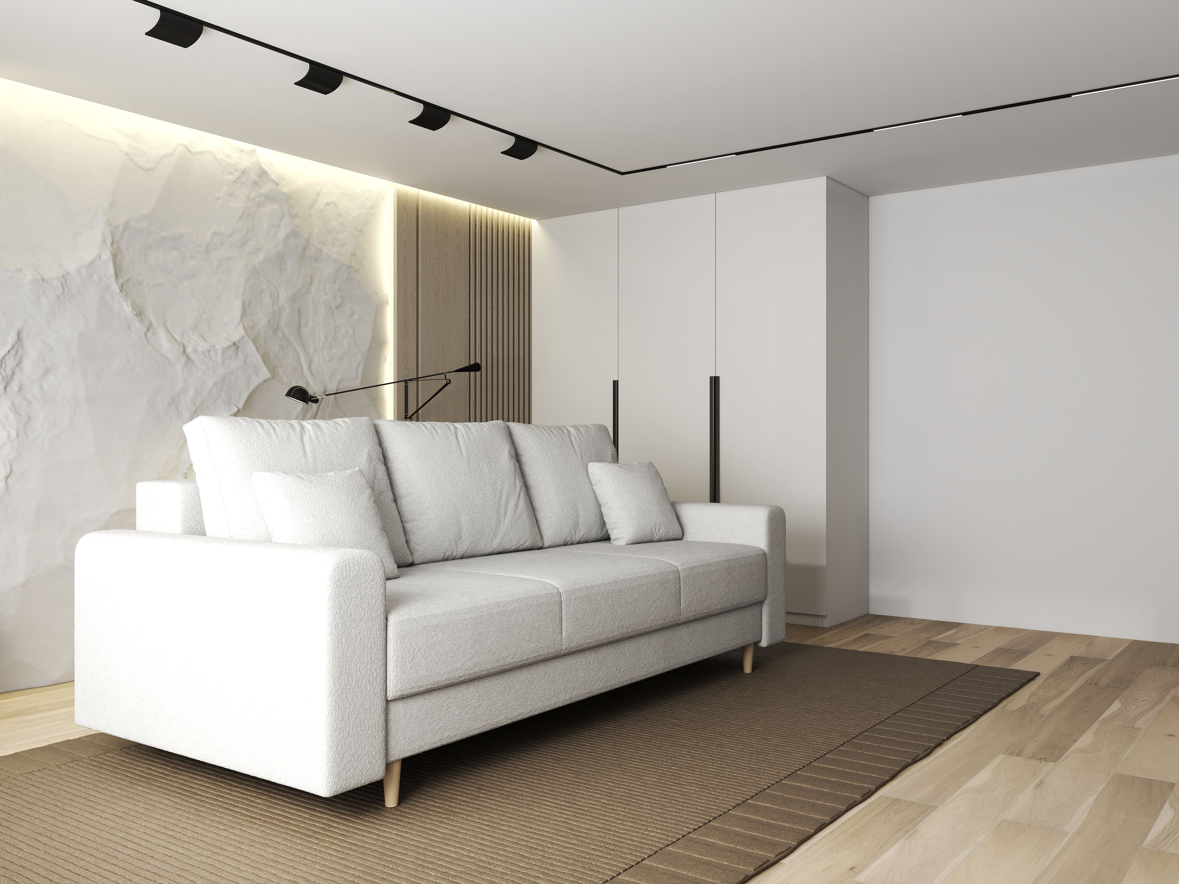 Canapea extensibilă dumonde cu ladă de depozitare si sezut confortabil din spuma HR, Kronos Euphoria Ivory 210x100 cm fabrica