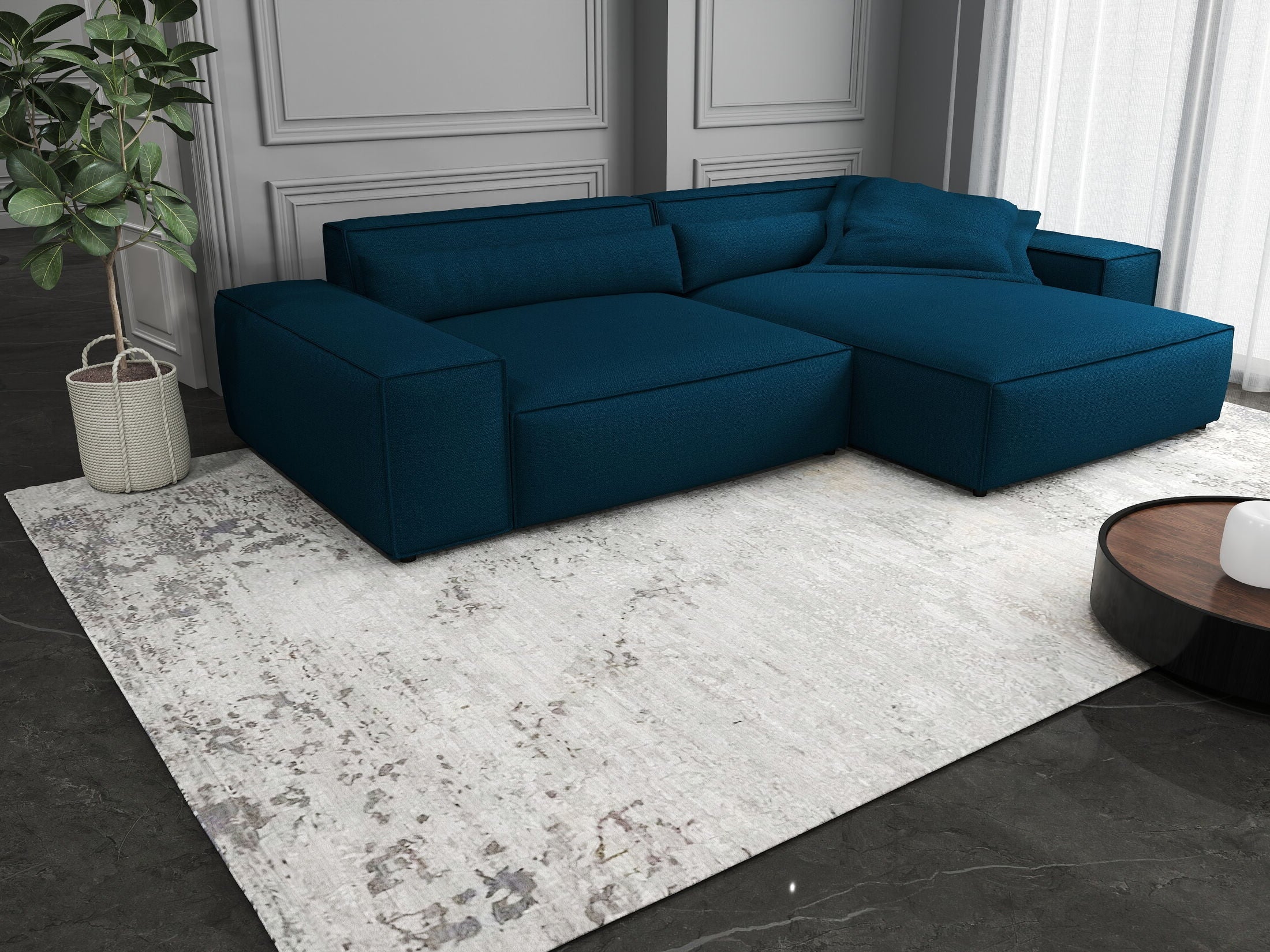 Colțar dumonde cu șezut confortabil din spumă HR, Marvelo Enjoy Verde Petrol 264x175 cm II