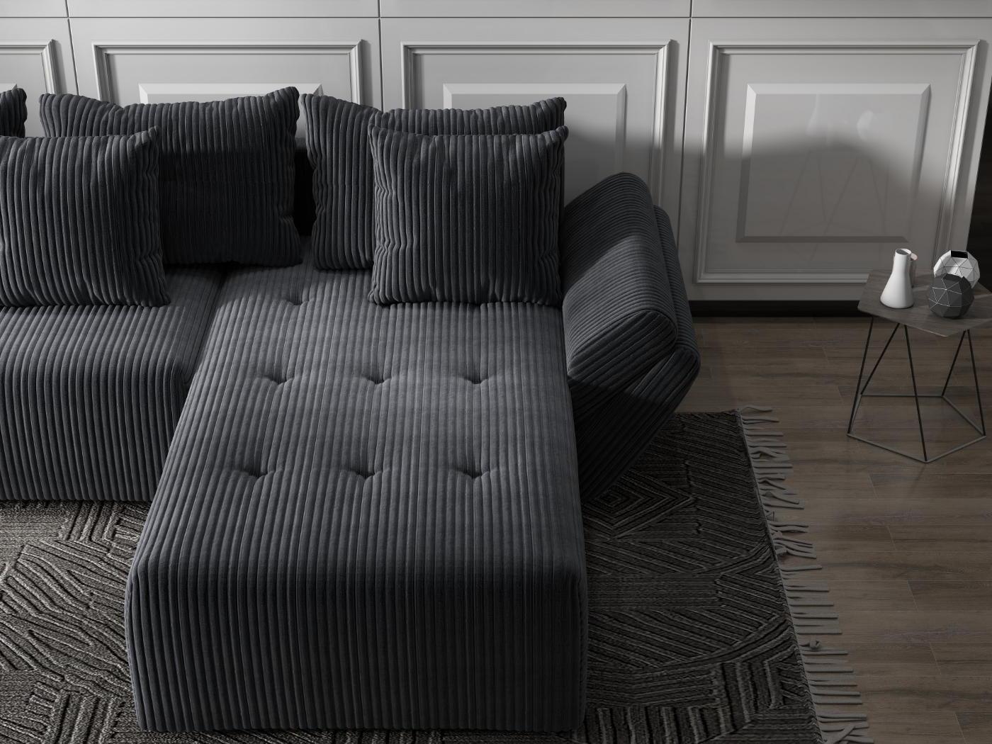 Colțar extensibil dumonde cu ladă de depozitare si sezut confortabil din spuma HR, Berlin Ambience Gri 280x185 cm II Fabrica