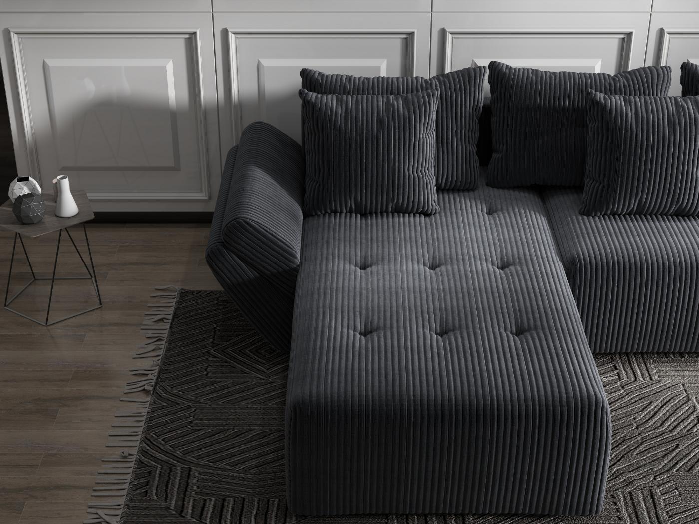 Colțar extensibil dumonde cu ladă de depozitare si sezut confortabil din spuma HR, Berlin Ambience Gri 280x185 cm Fabrica