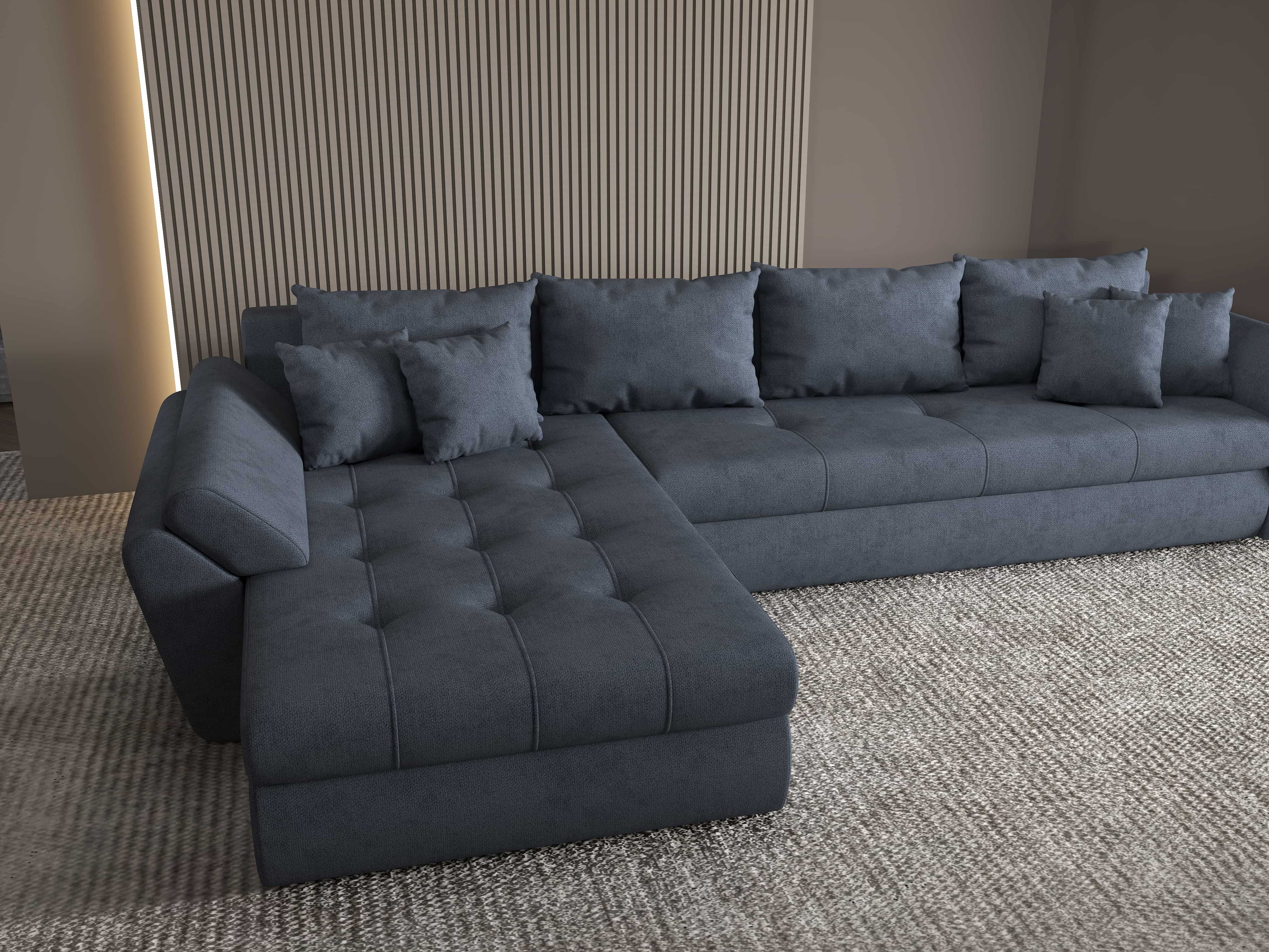 Colțar extensibil dumonde cu ladă de depozitare si sezut confortabil din spuma HR, Loana XL Enjoy Antracit 335x185 cm Fabrica