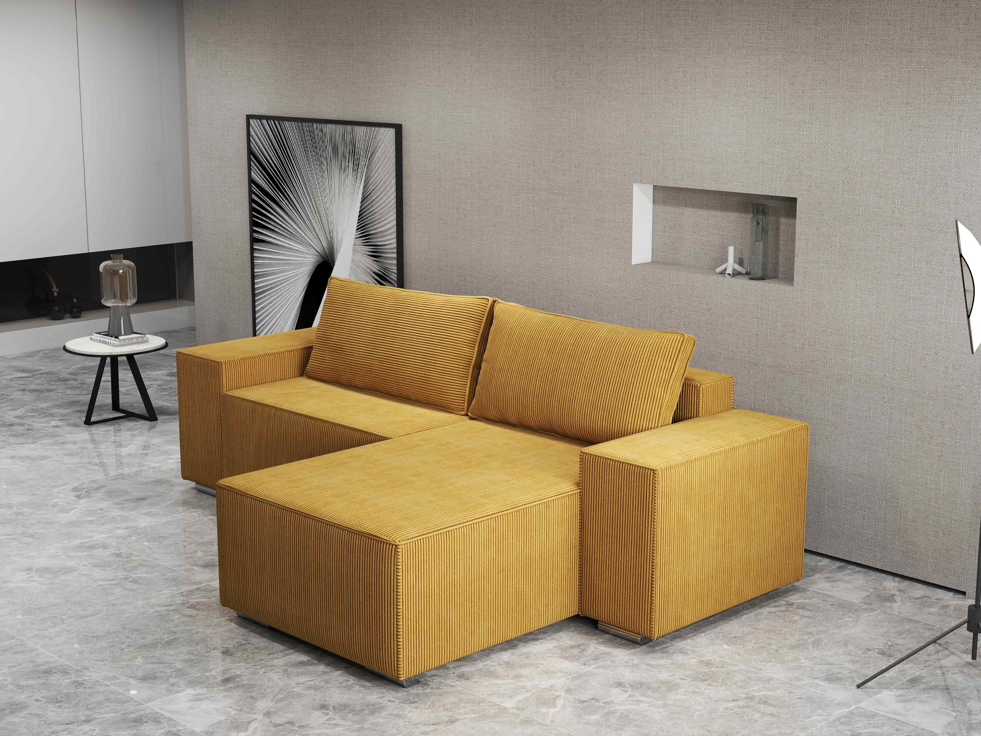 Colțar extensibil dumonde cu ladă de depozitare si sezut confortabil din spuma HR, Dream Zoom Mustar 290x185 cm II Fabrica