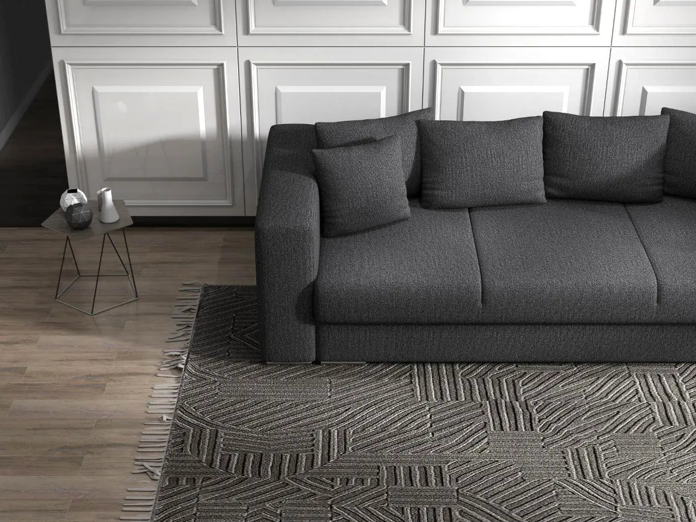 Canapea extensibilă dumonde cu ladă de depozitare si sezut confortabil din spuma HR, Gloria gri grafit 240x100 cm Fabrica