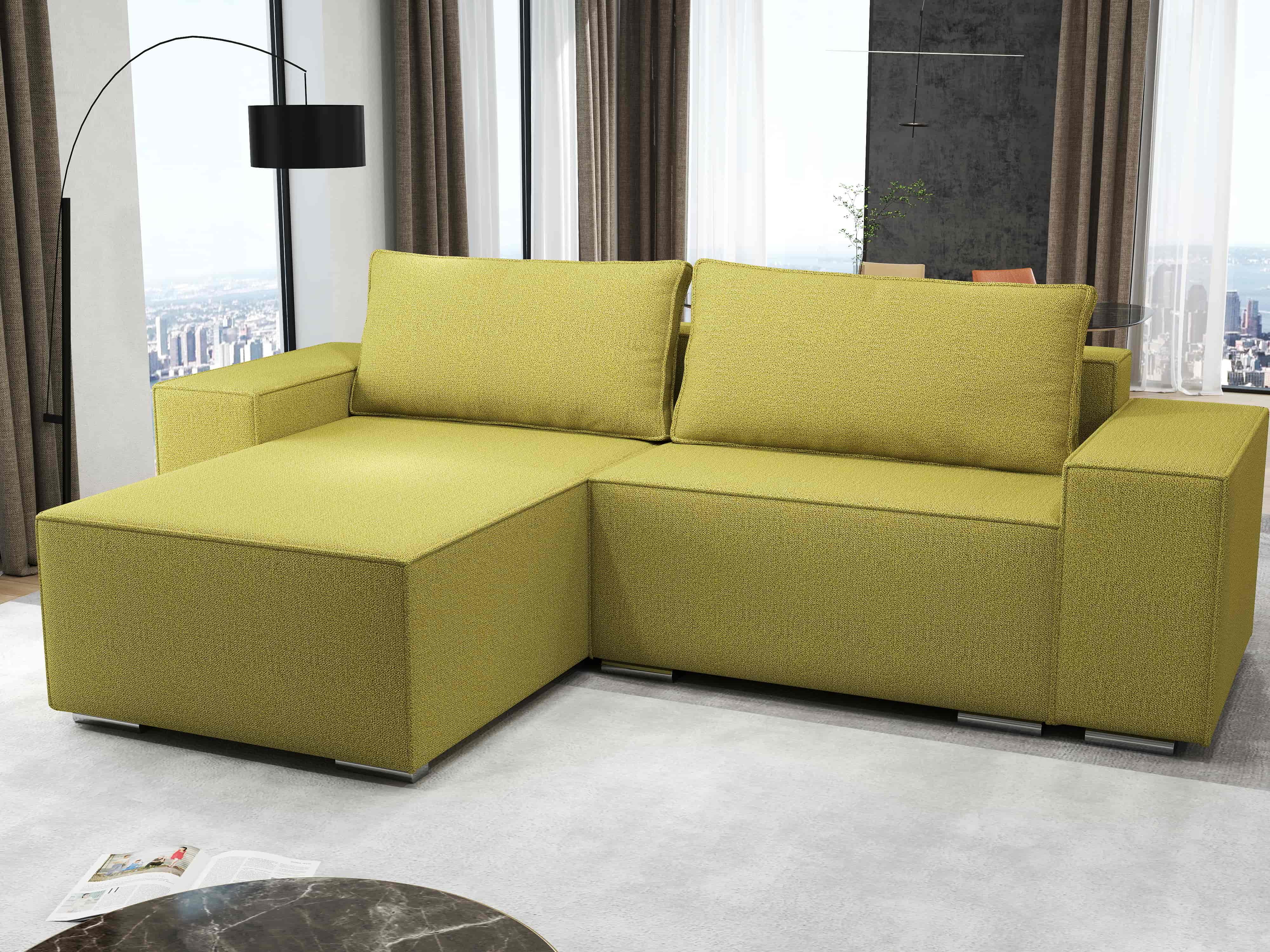 Colțar extensibil dumonde cu ladă de depozitare si sezut confortabil din spuma HR, Dream Enjoy Verde 290x185 cm Fabrica
