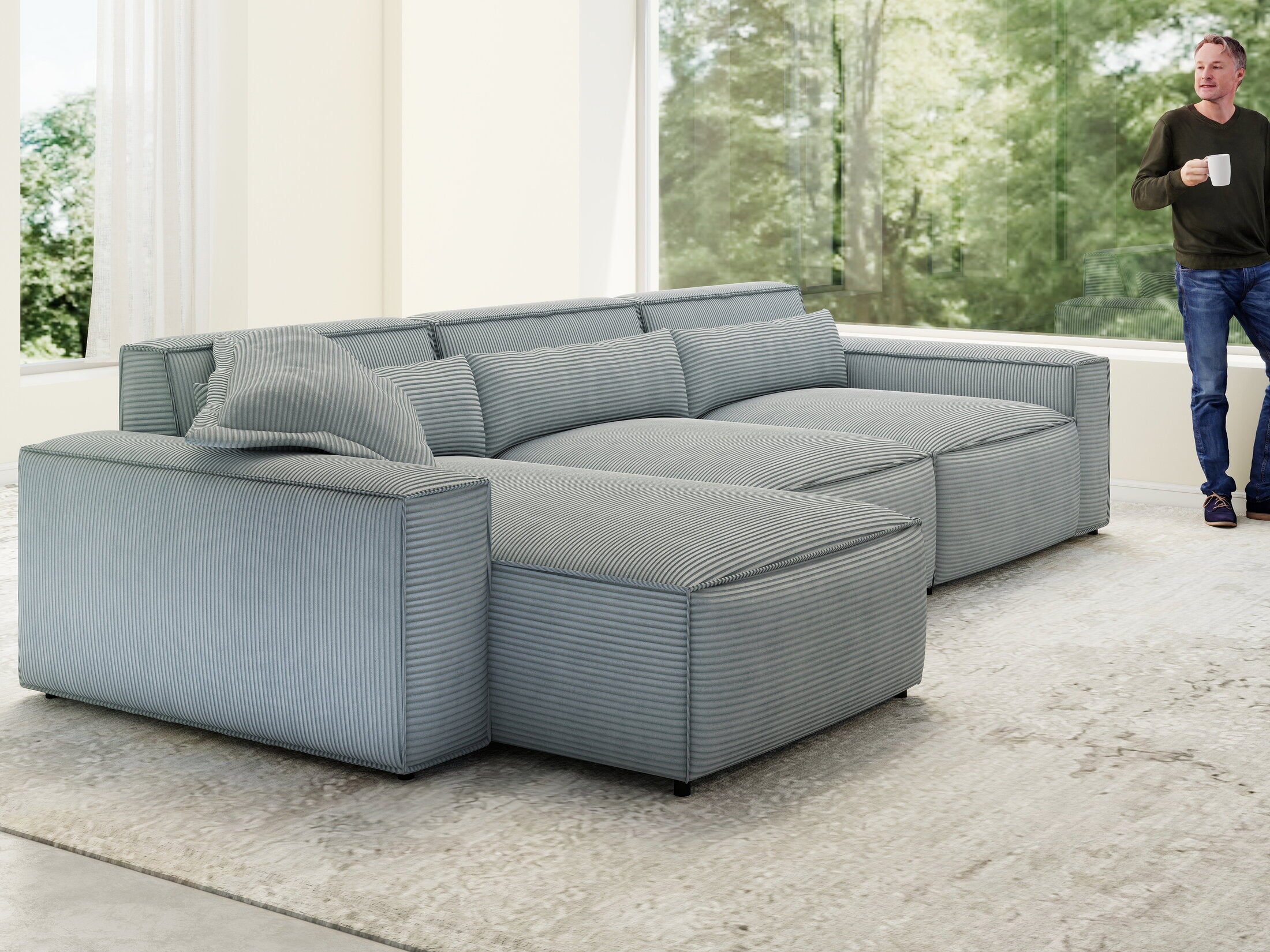 Colțar dumonde cu sezut confortabil din spuma HR, Marvelo XL Zoom Gri 366x175 cm