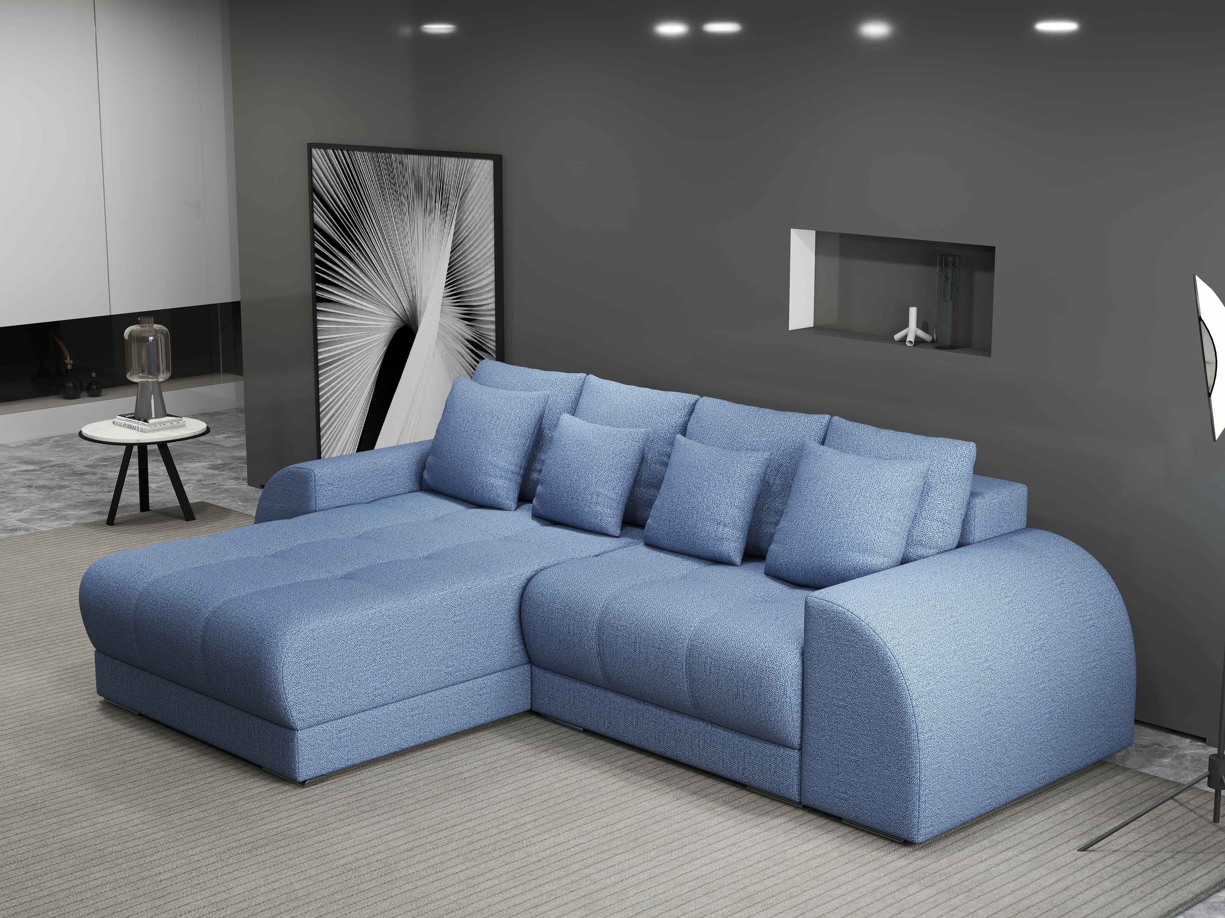 Colțar extensibil dumonde cu ladă de depozitare si sezut confortabil din spuma HR, Verona Enjoy Albastru 290x185 cm Fabrica