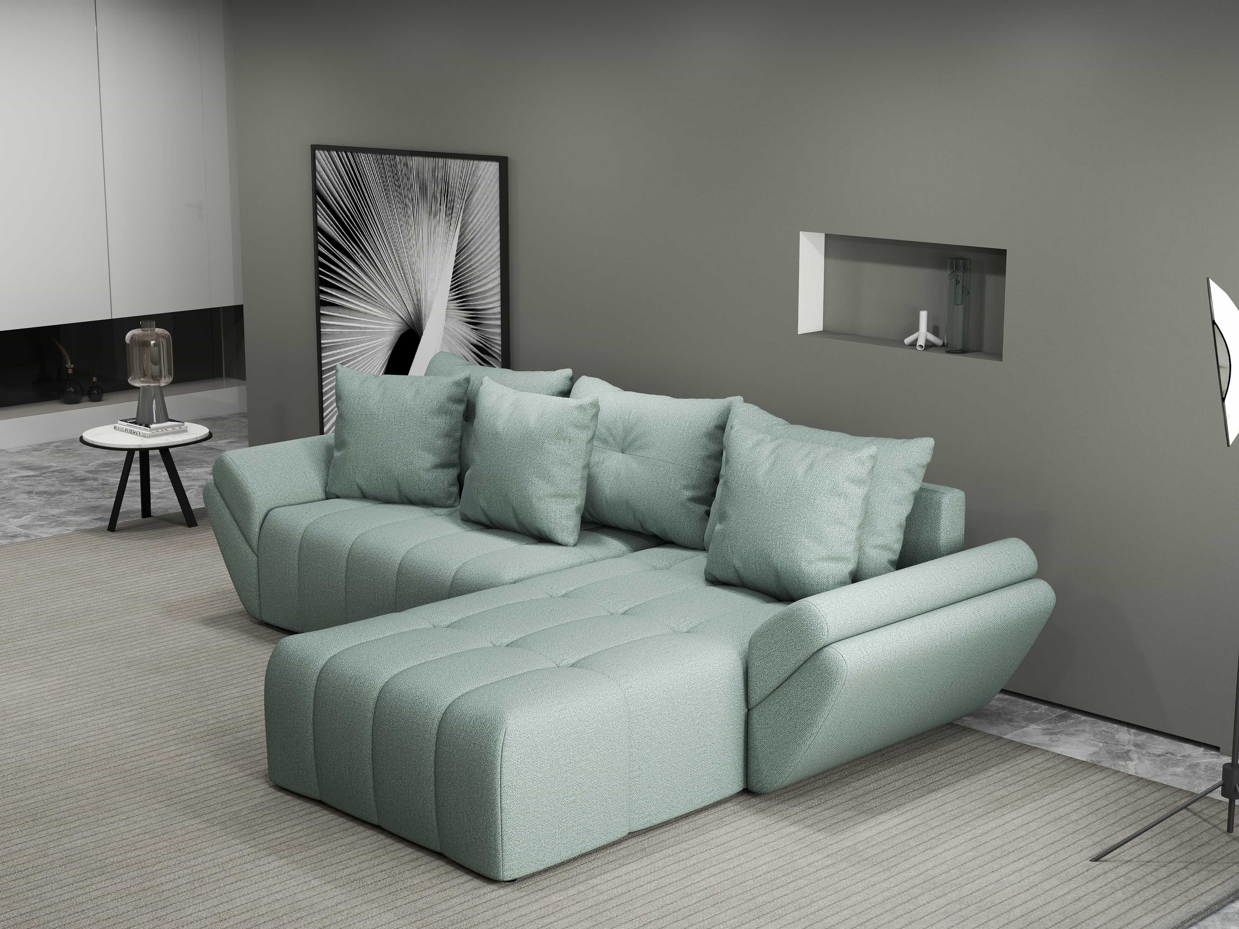 Colțar extensibil dumonde cu ladă de depozitare si sezut confortabil din spuma HR, Berlin Enjoy Mint 280x185 cm II Fabrica