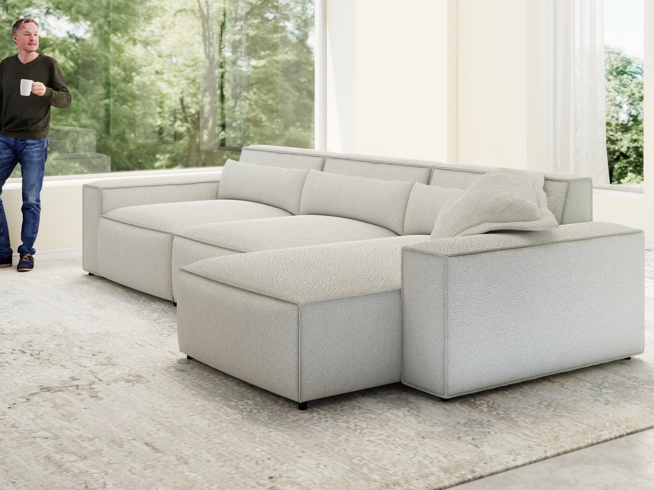 Colțar dumonde cu sezut confortabil din spuma HR, Marvelo XL Euphoria Alb 366x175 cm II