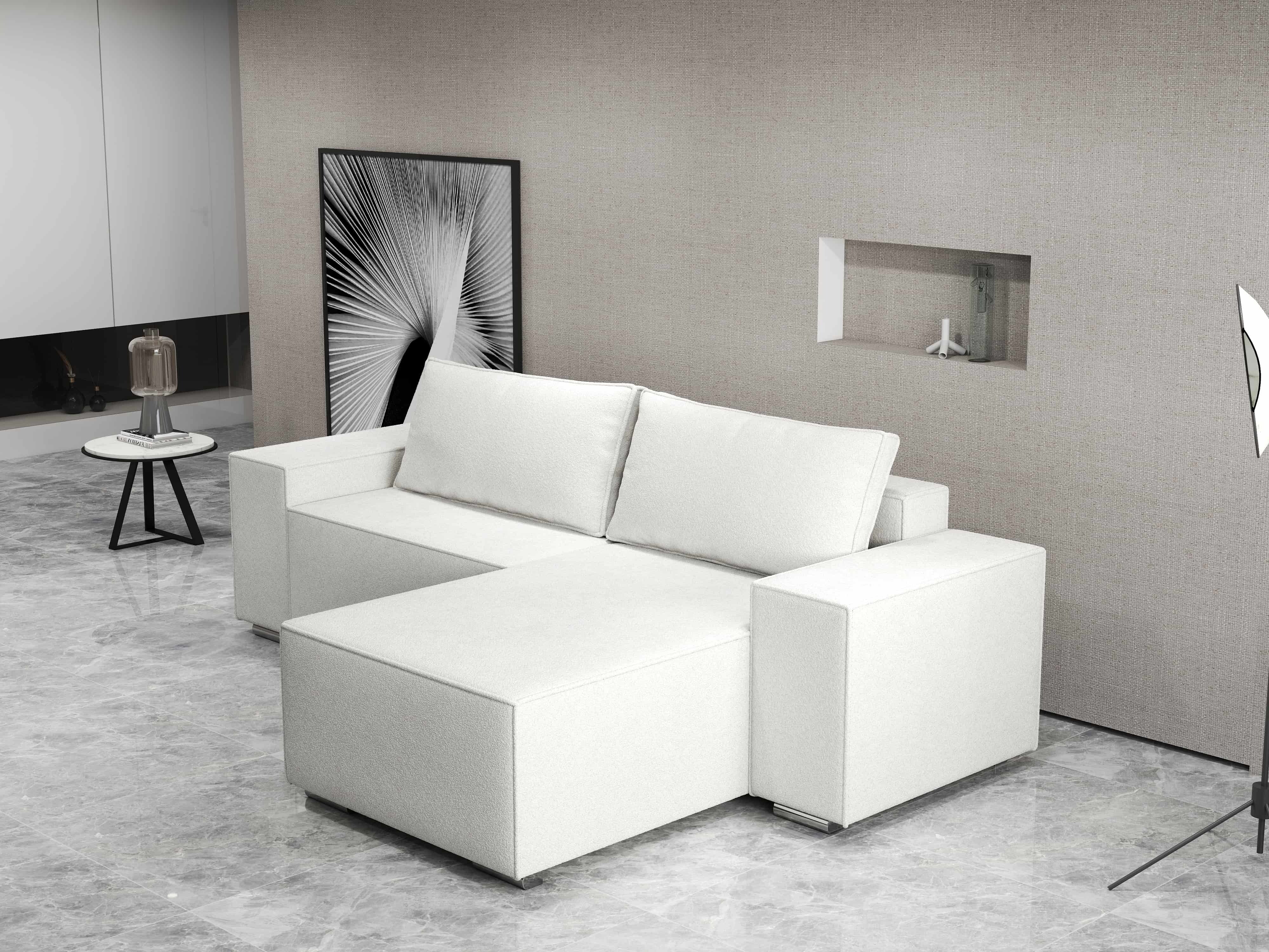 Colțar extensibil dumonde cu ladă de depozitare si sezut confortabil din spuma HR, Dream Euphoria Ivory 290x185 cm II Fabrica
